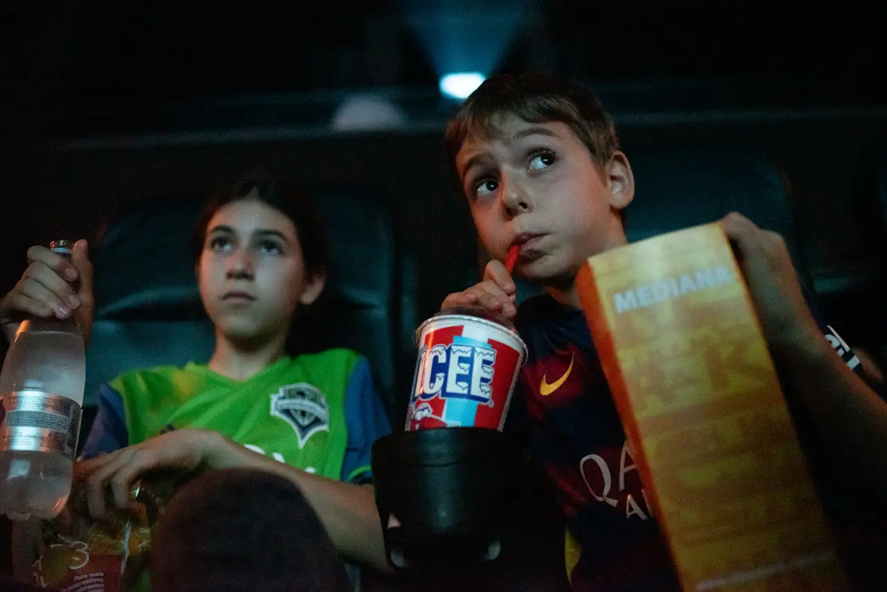 Kids at movie theatre
