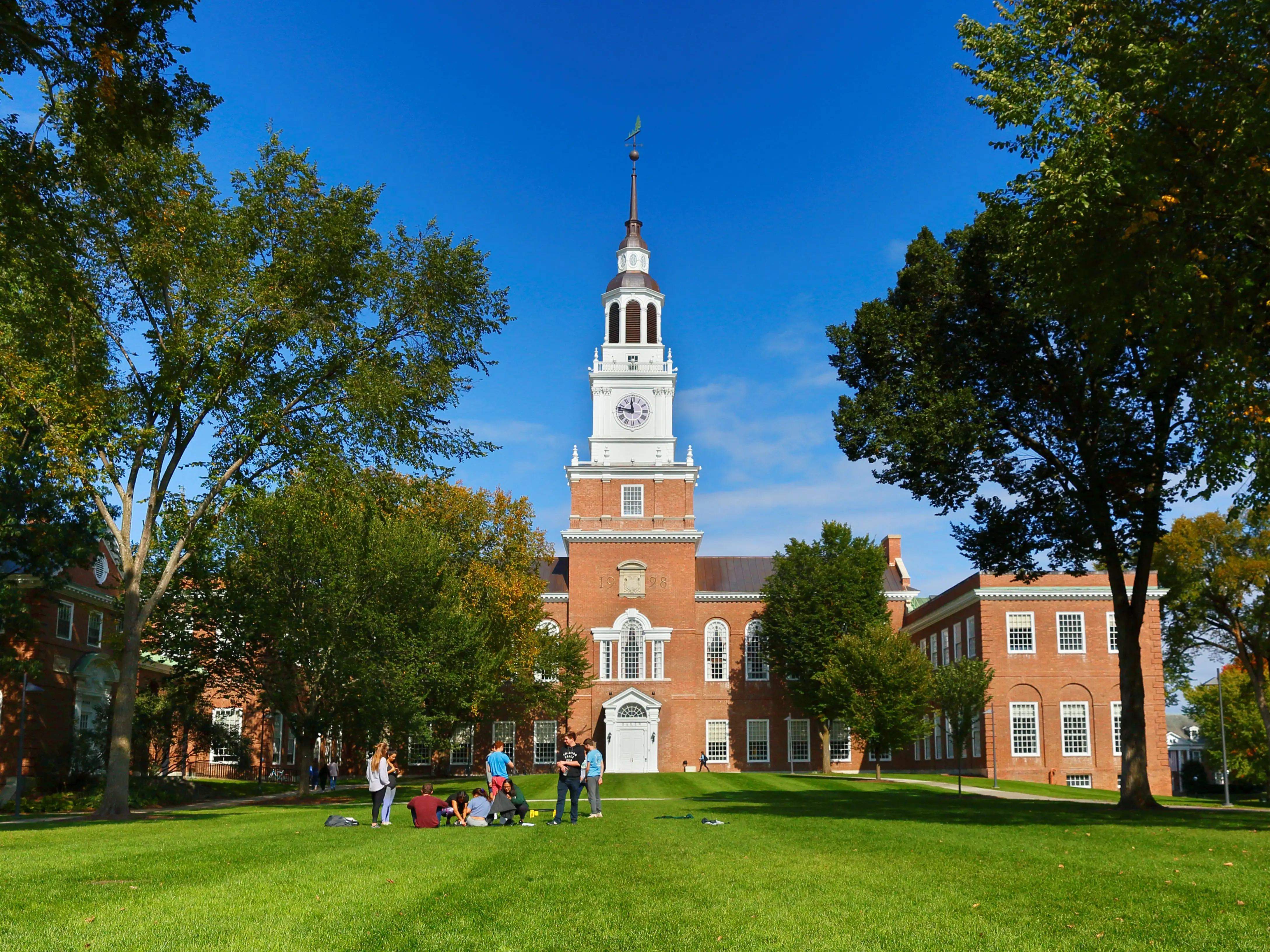 The Baker-Berry Library on the campus of Dartmouth College. Dartmouth College is a private Ivy League research university in Hanover, New Hampshire