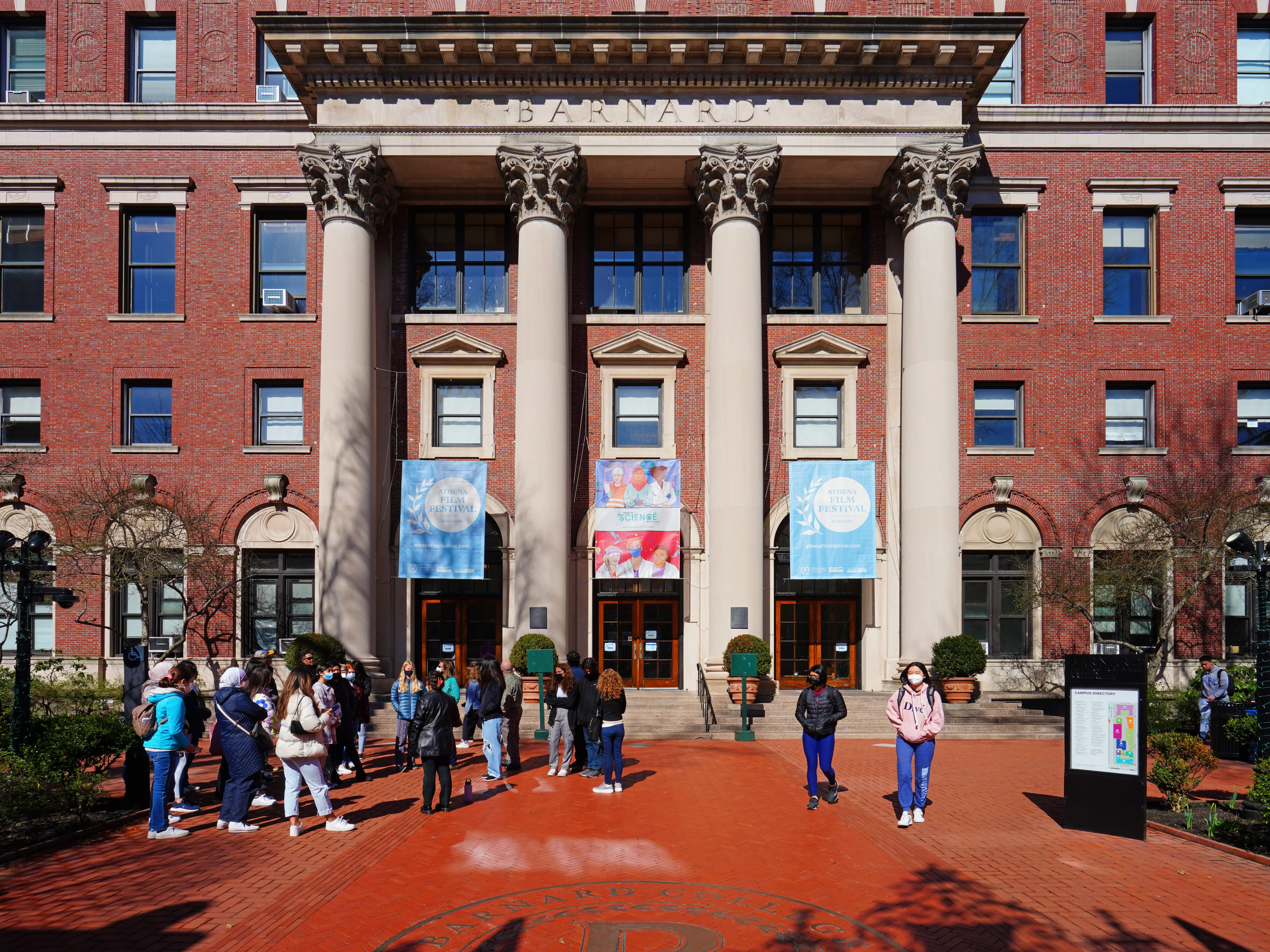NEW YORK, NY -21 MAR 2022- View of campus of Barnard College of Columbia University, a private womens liberal arts college in Manhattan, New York City.