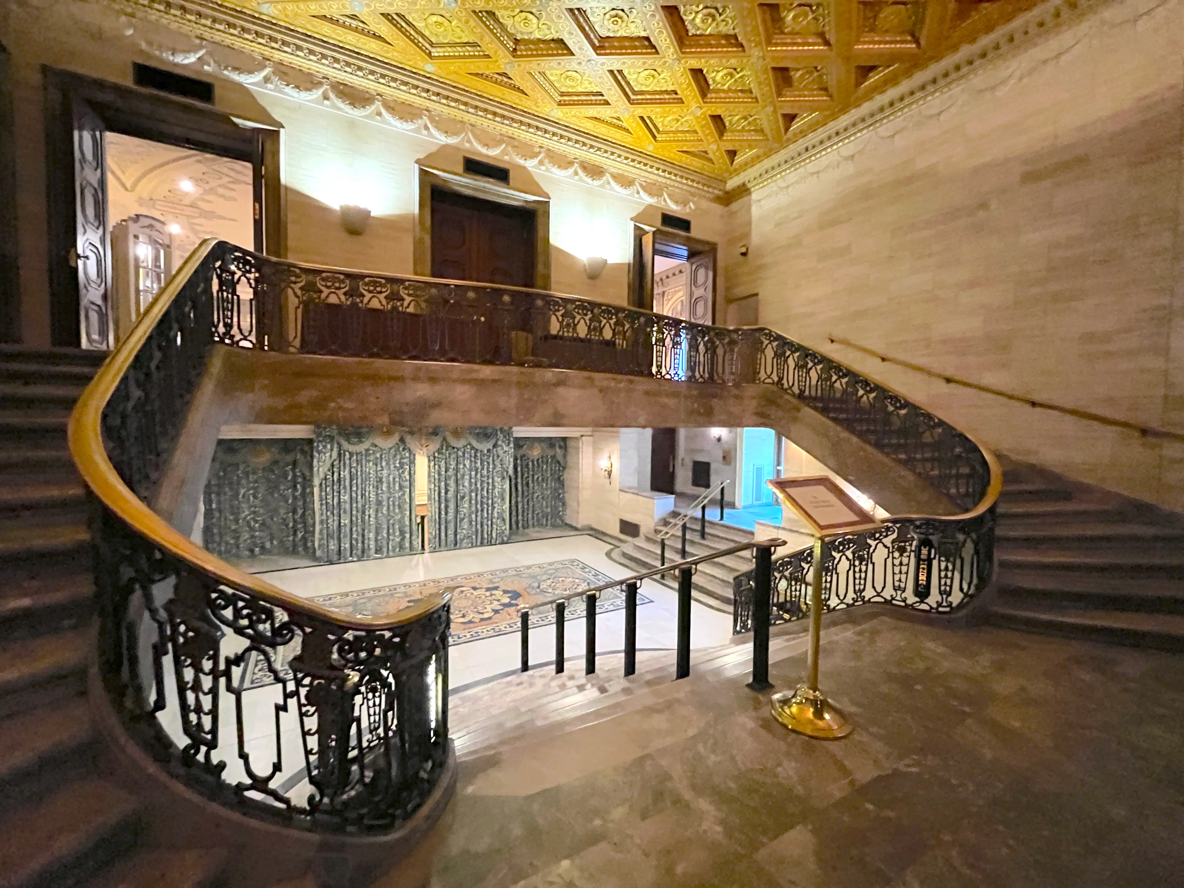 A grand staircase at Hotel Du Pont.