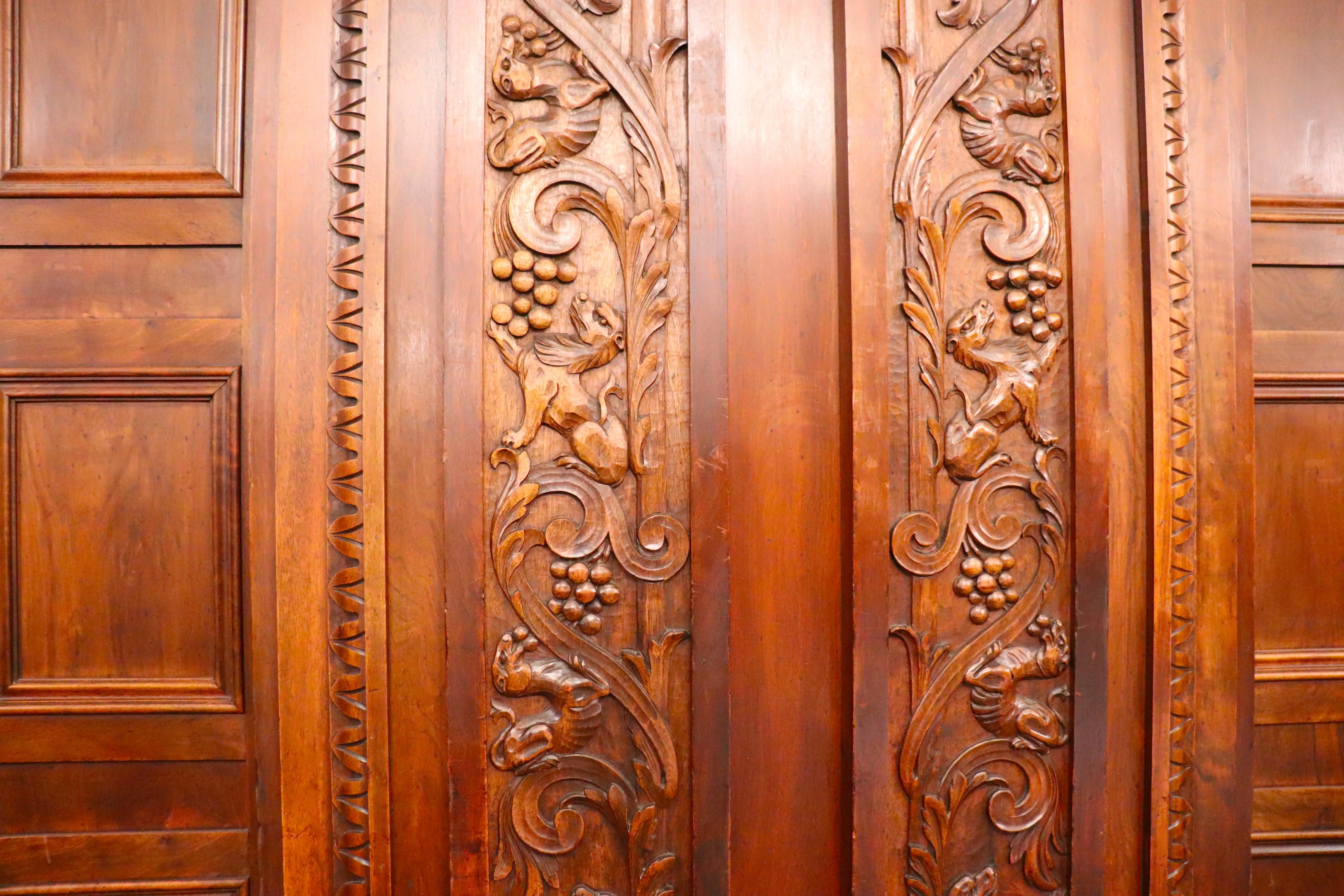 A hand-carved door in the Christina Room at Hotel Du Pont.