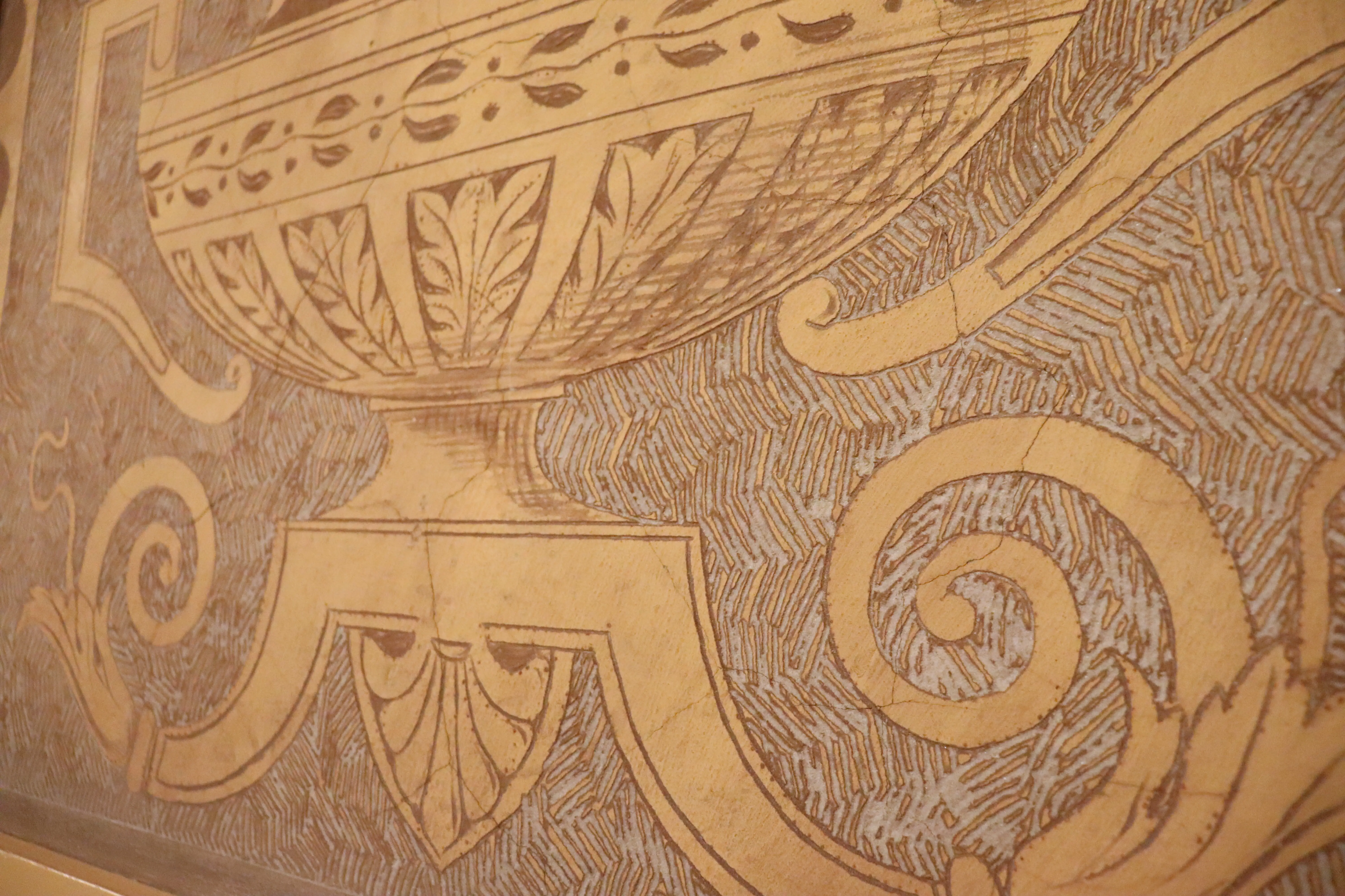 Sgraffito in the Gold Ballroom at Hotel Du Pont.