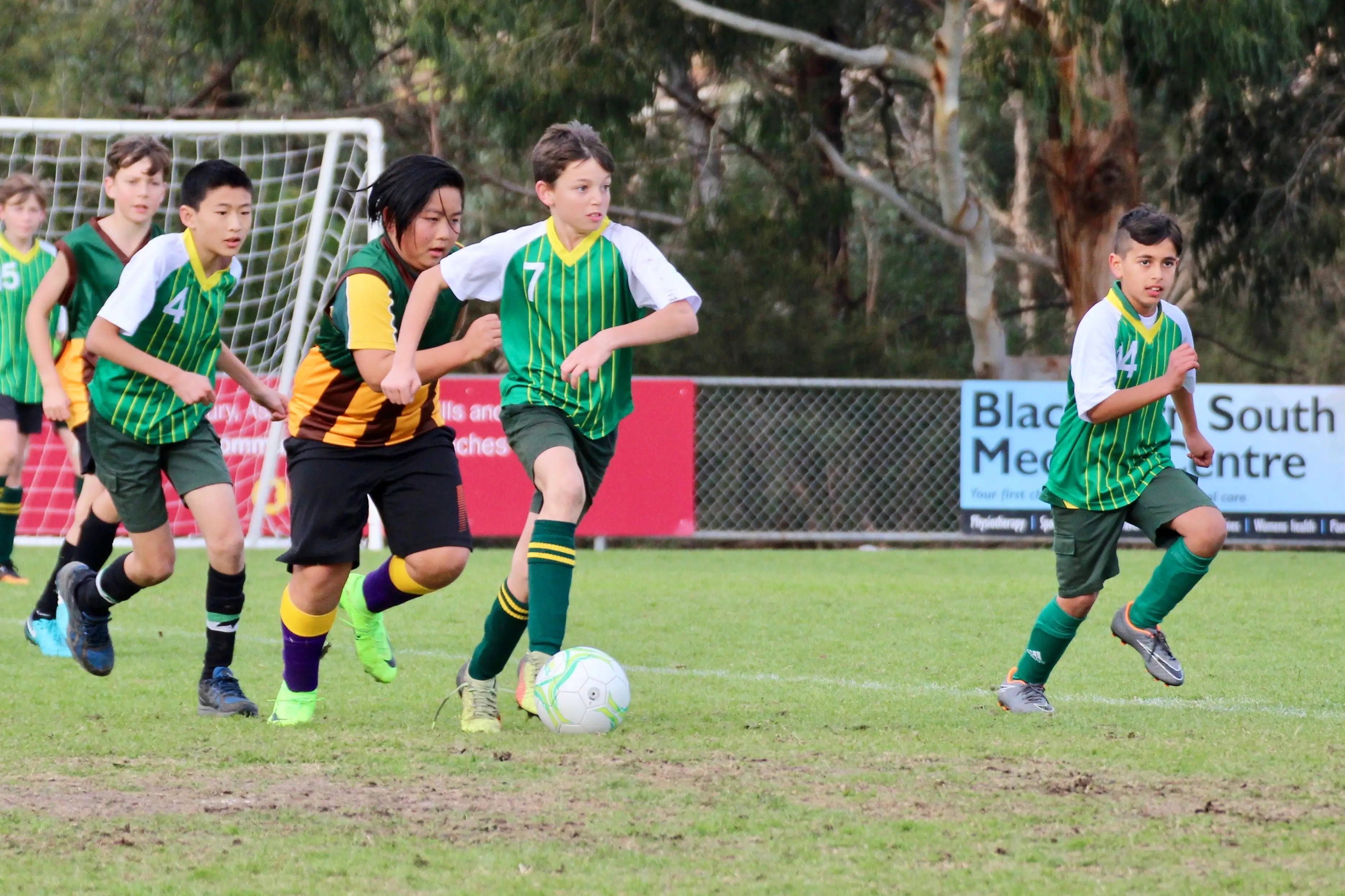 Boys playing soccer