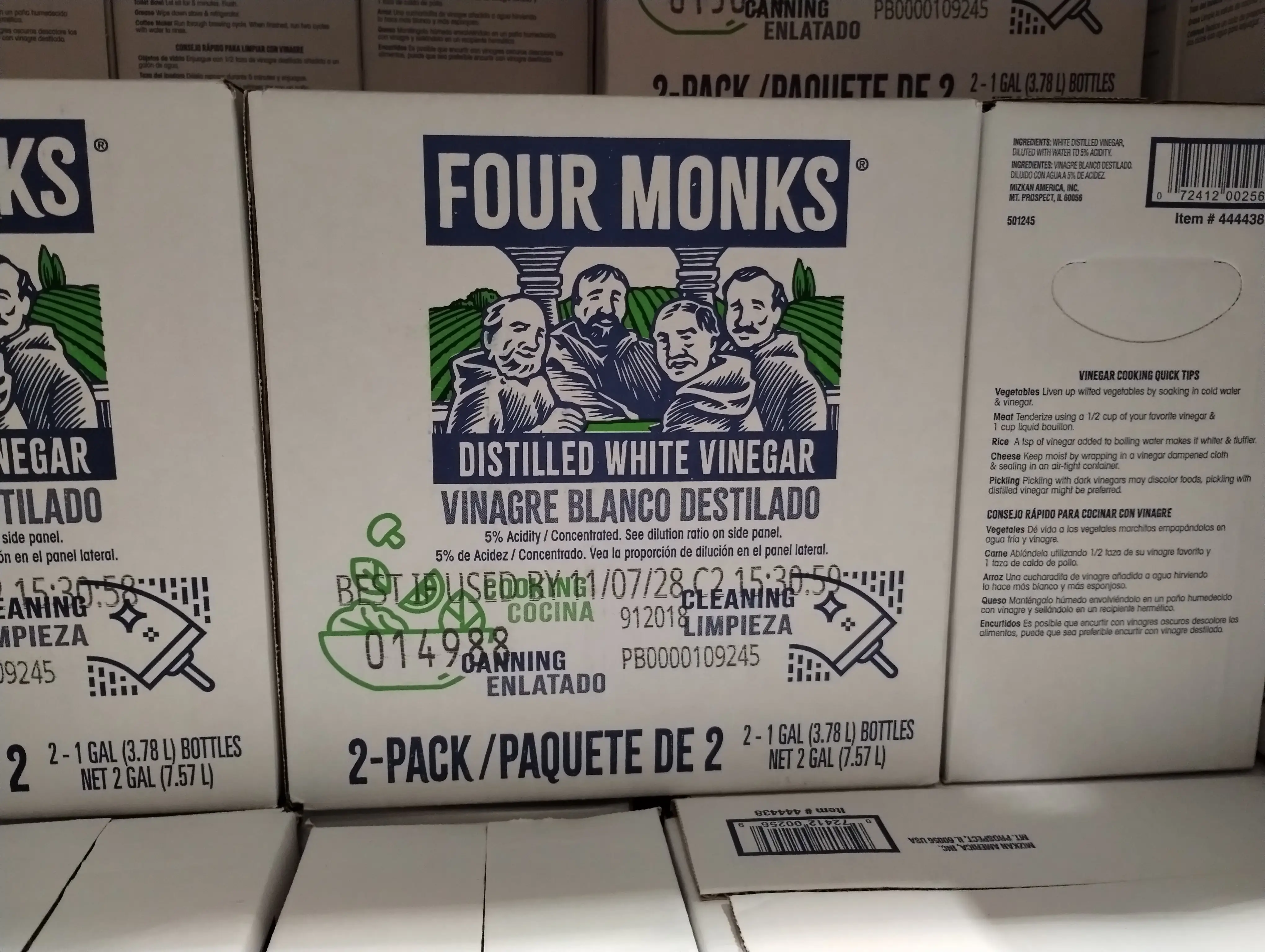 Four Monks distilled white vinegar at Costco