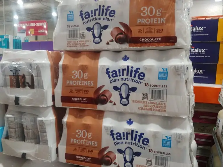 cases of fairlife chocolate protein milk at Costco
