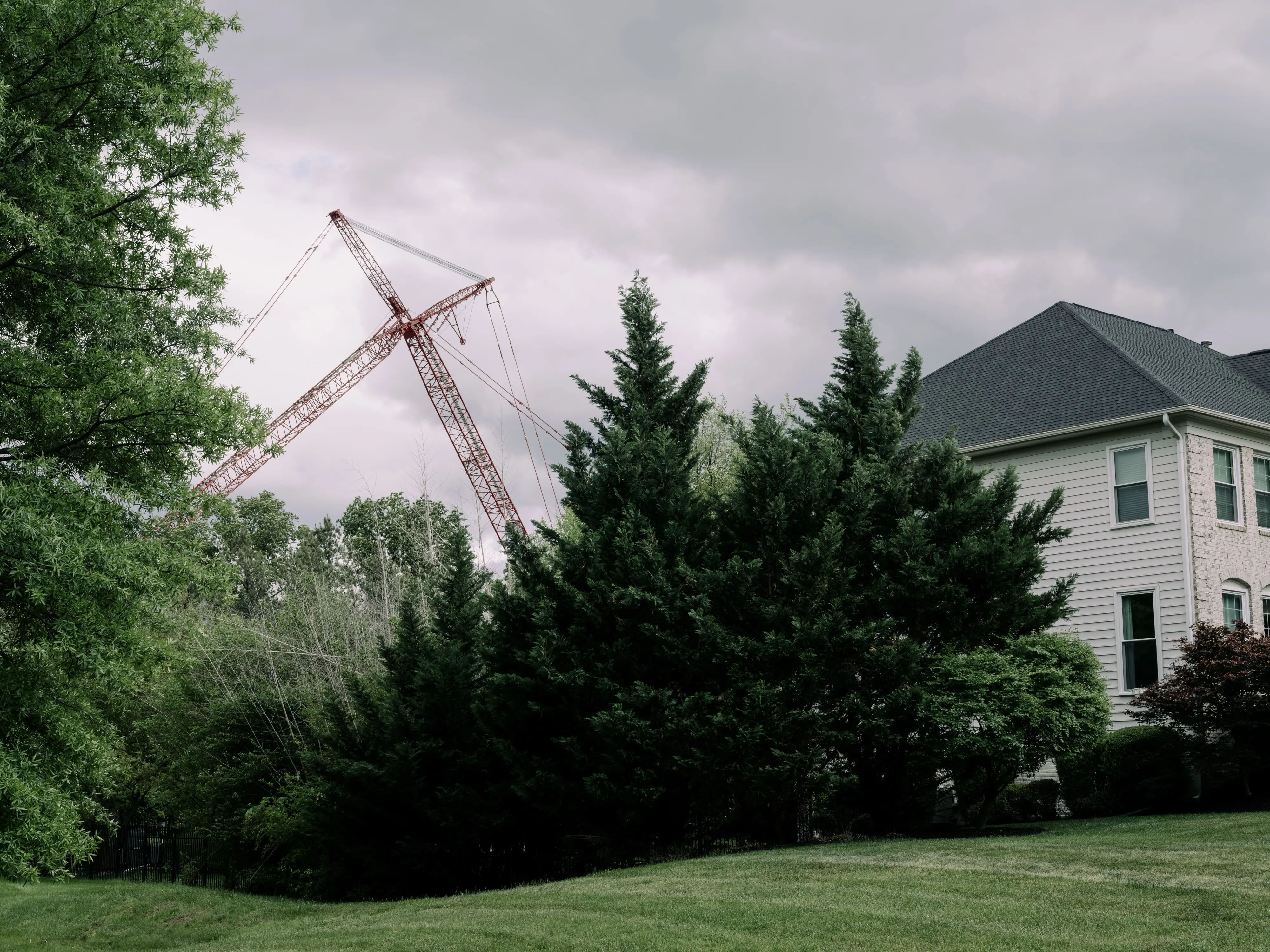 Data centers under construction are seen from The Regency, a community in Ashburn, Virginia.