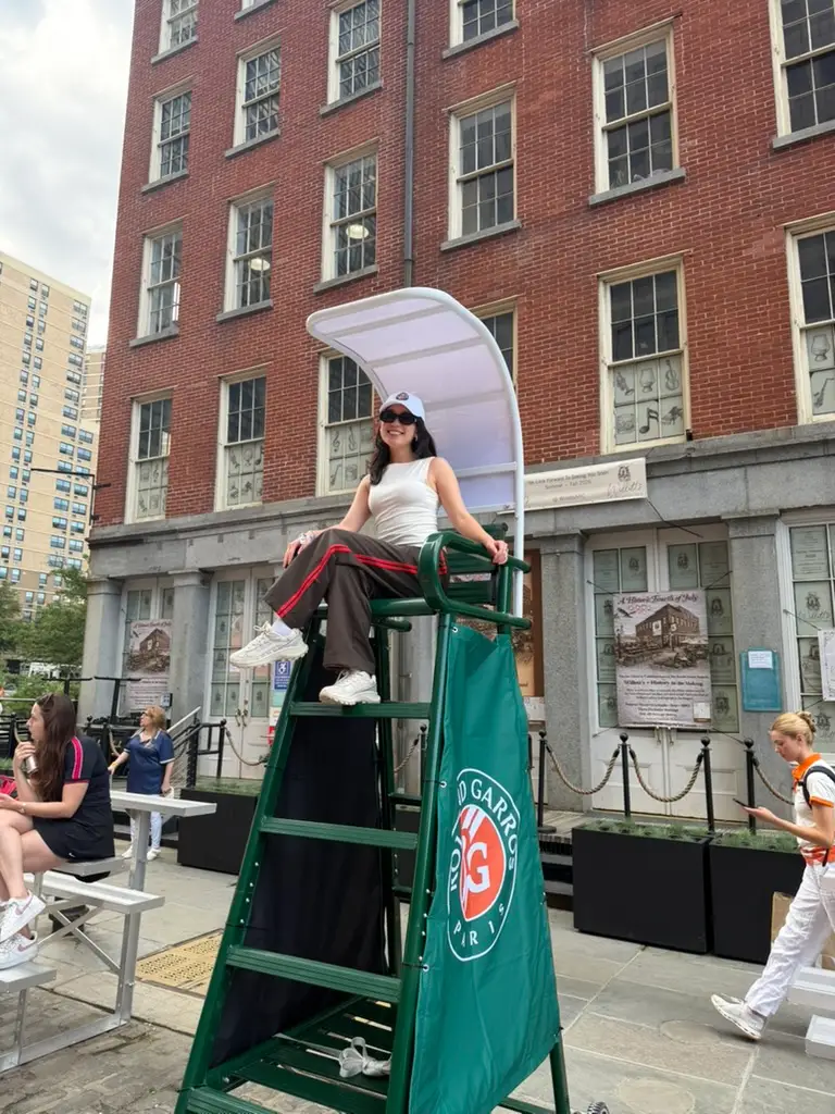 Amanda in the umpire's chair