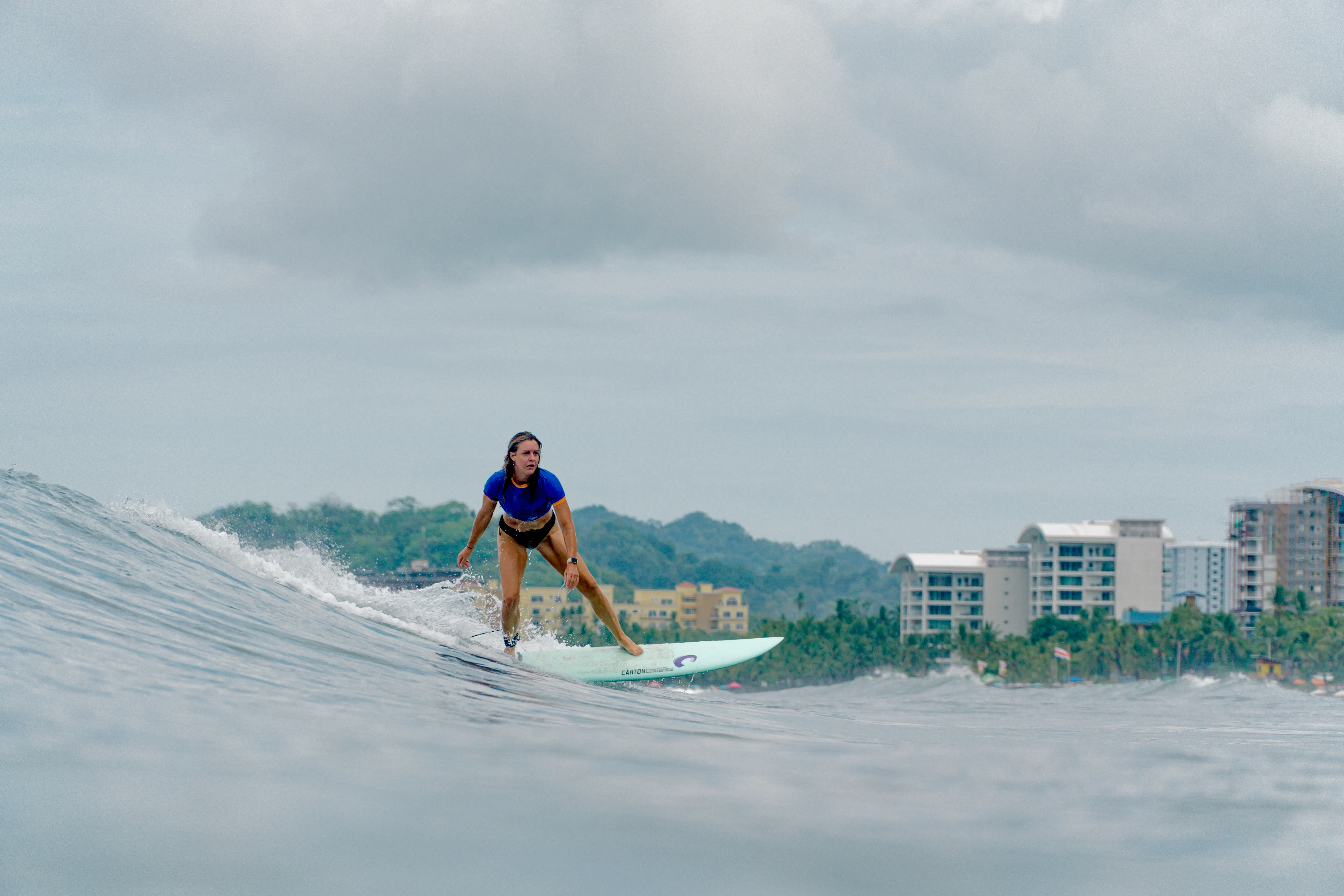 a woman surfing