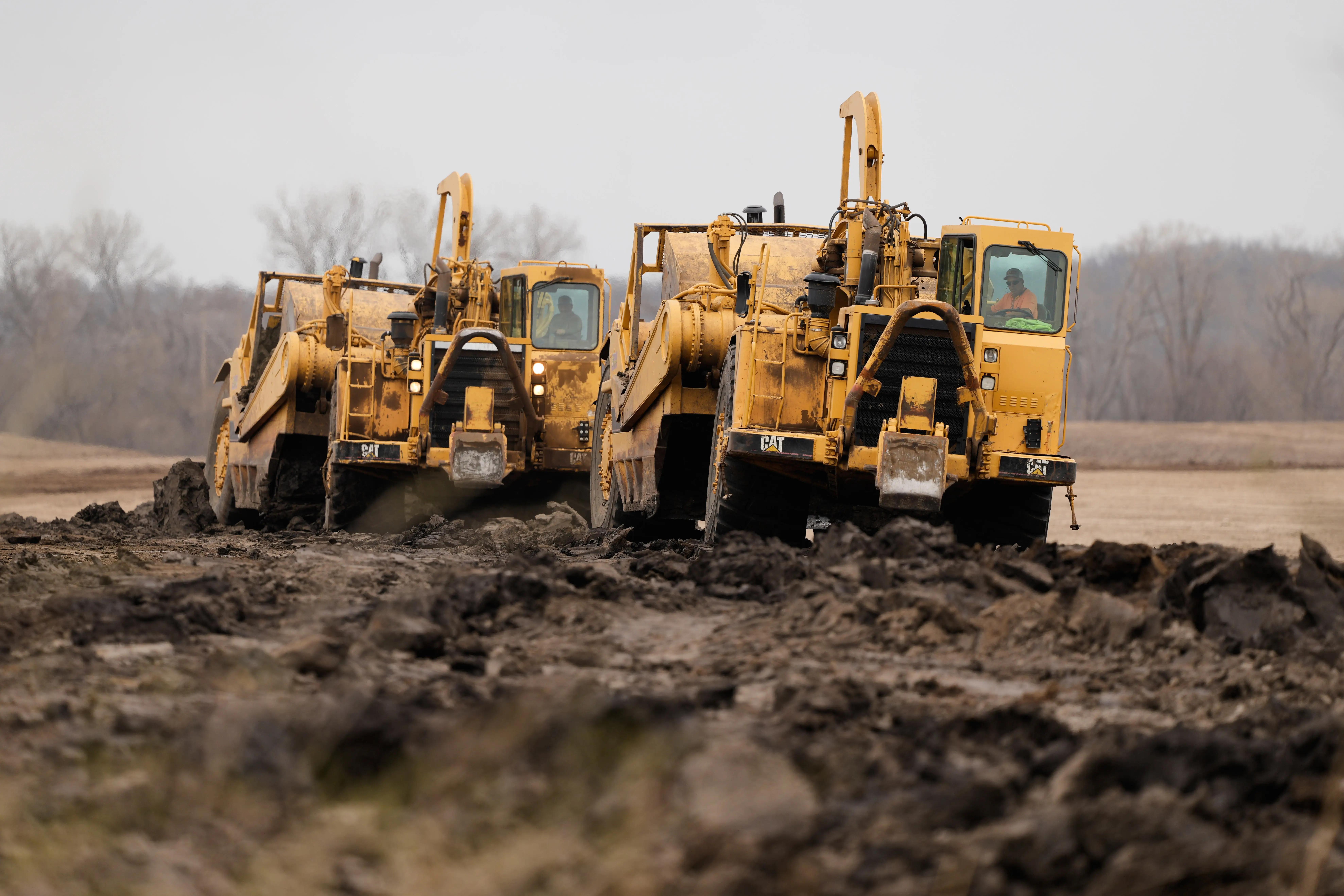 Earth movers at a data center site