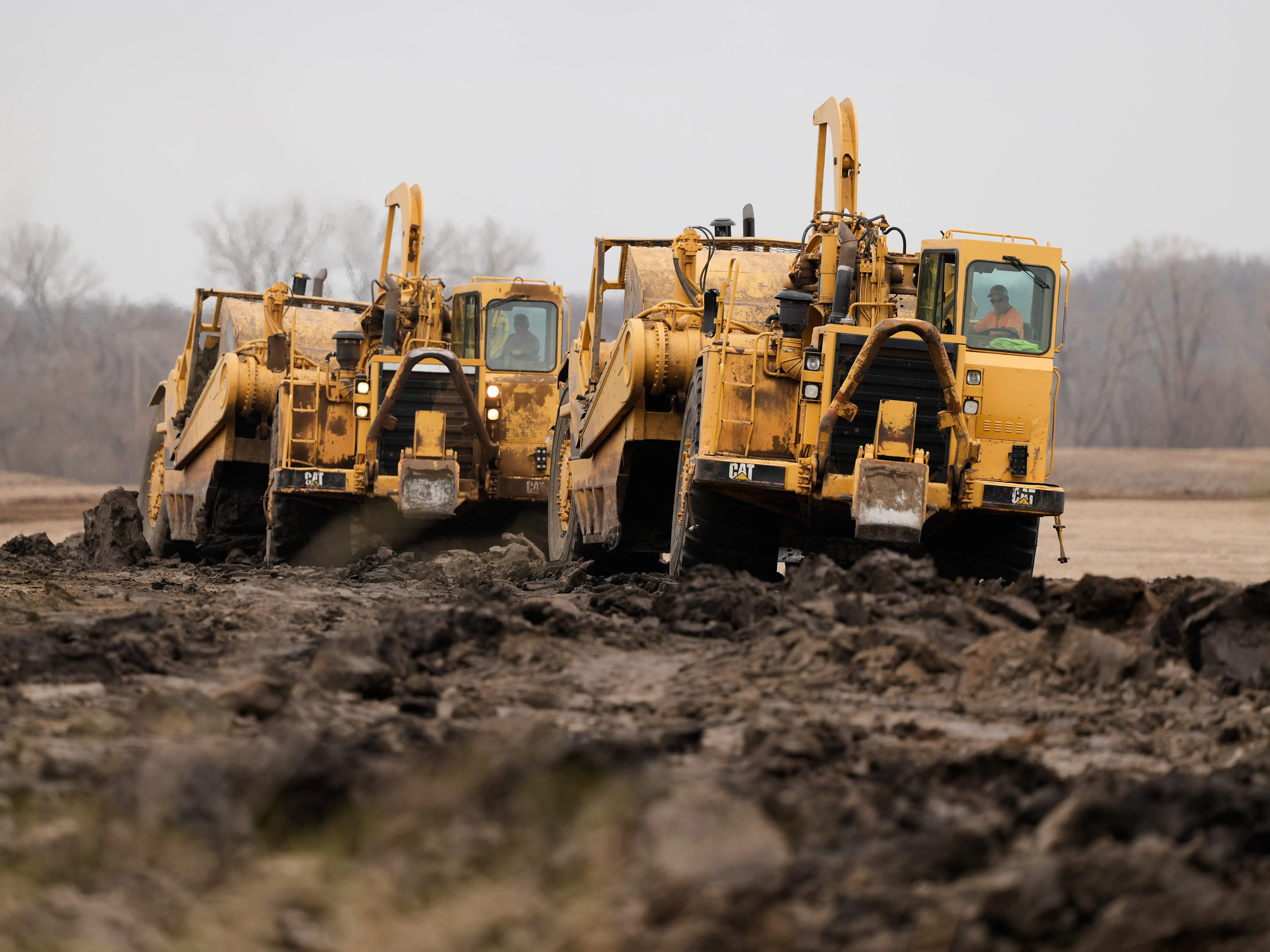 Earth movers at a data center site