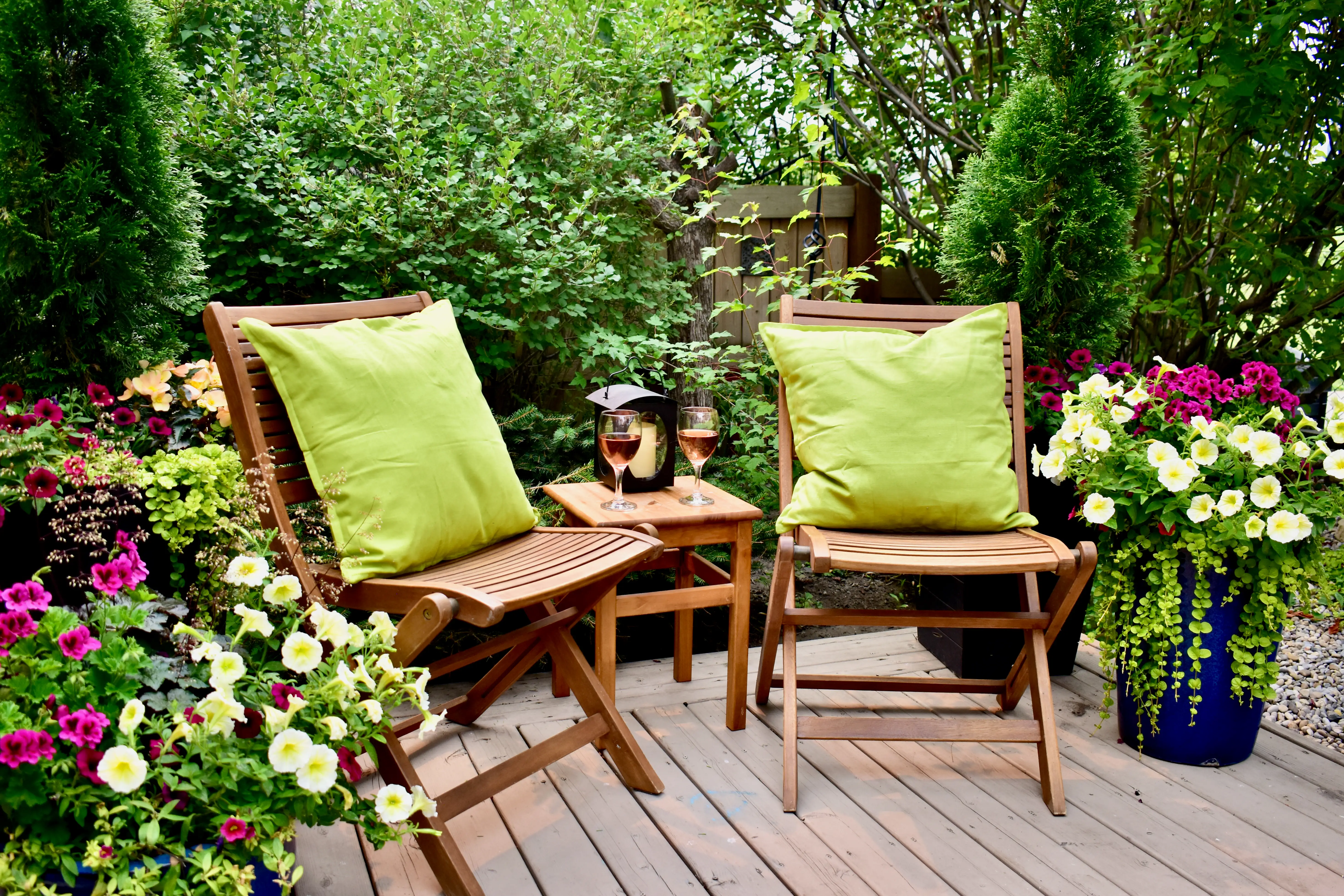 Wood chairs with cushions on them