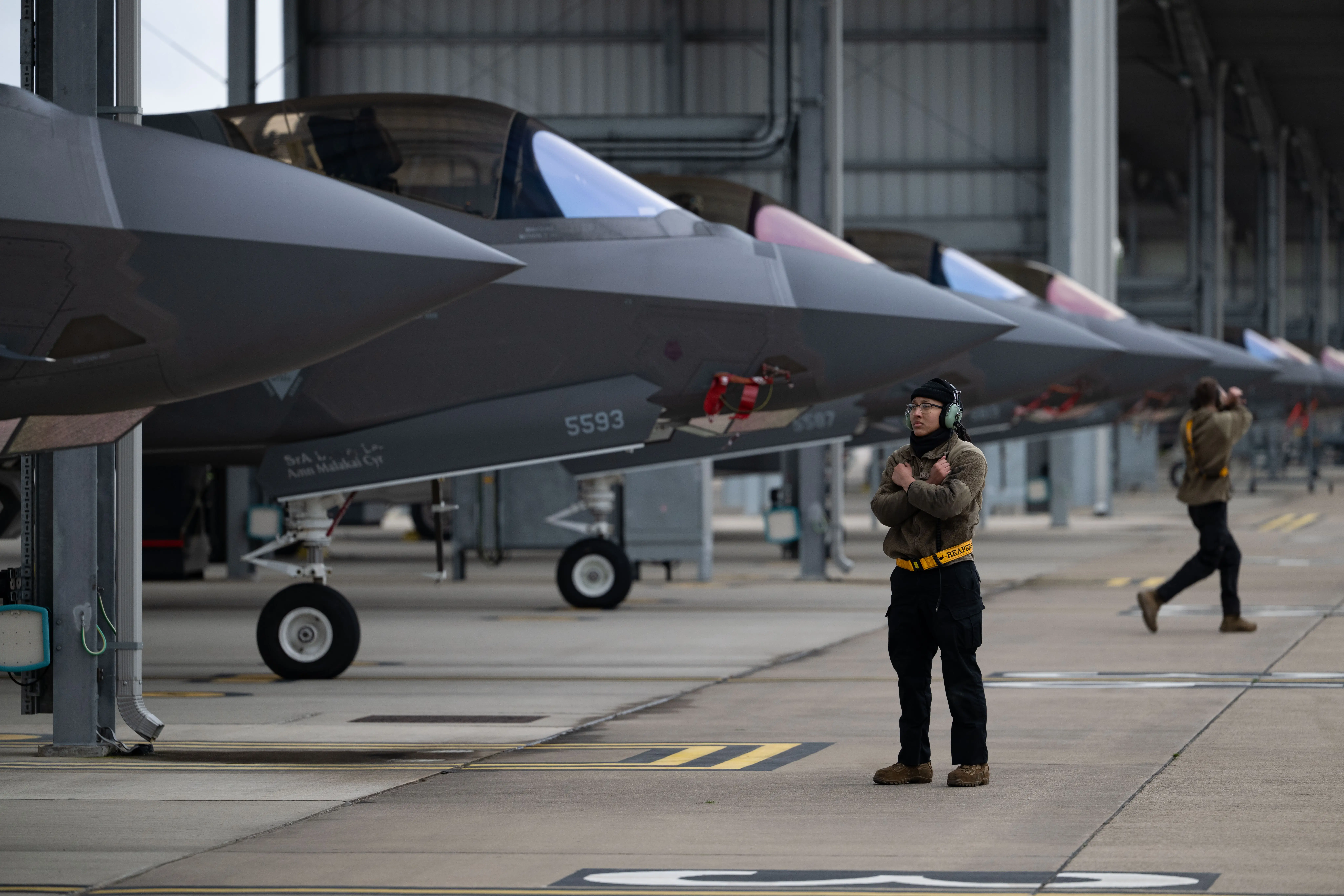 NATO allies have centralized their operations at large airfields like RAF Lakenheath in the UK, where these F-35 Lightning II fighters are based.