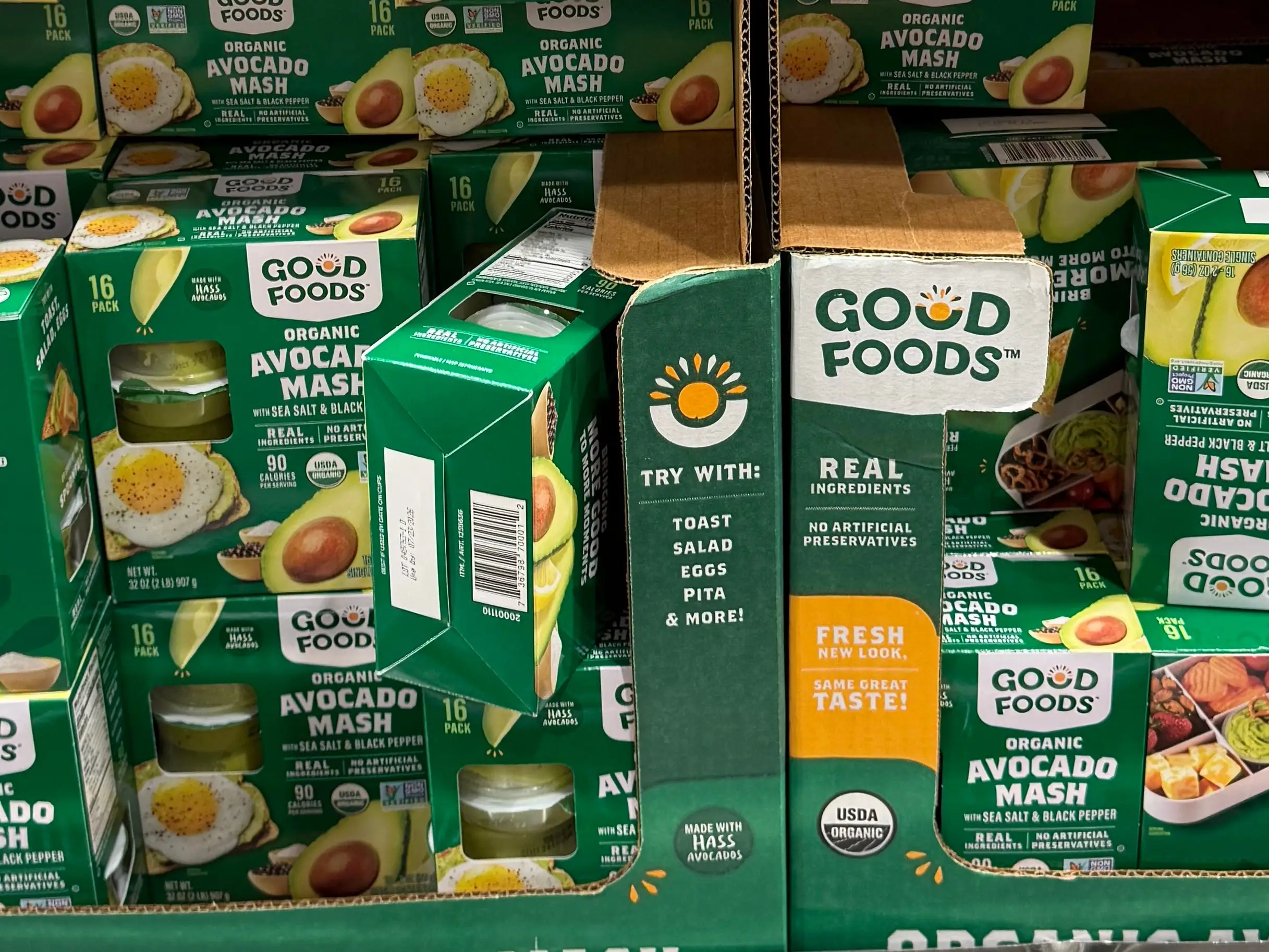 Multiple containers of Good Foods avocado mash.