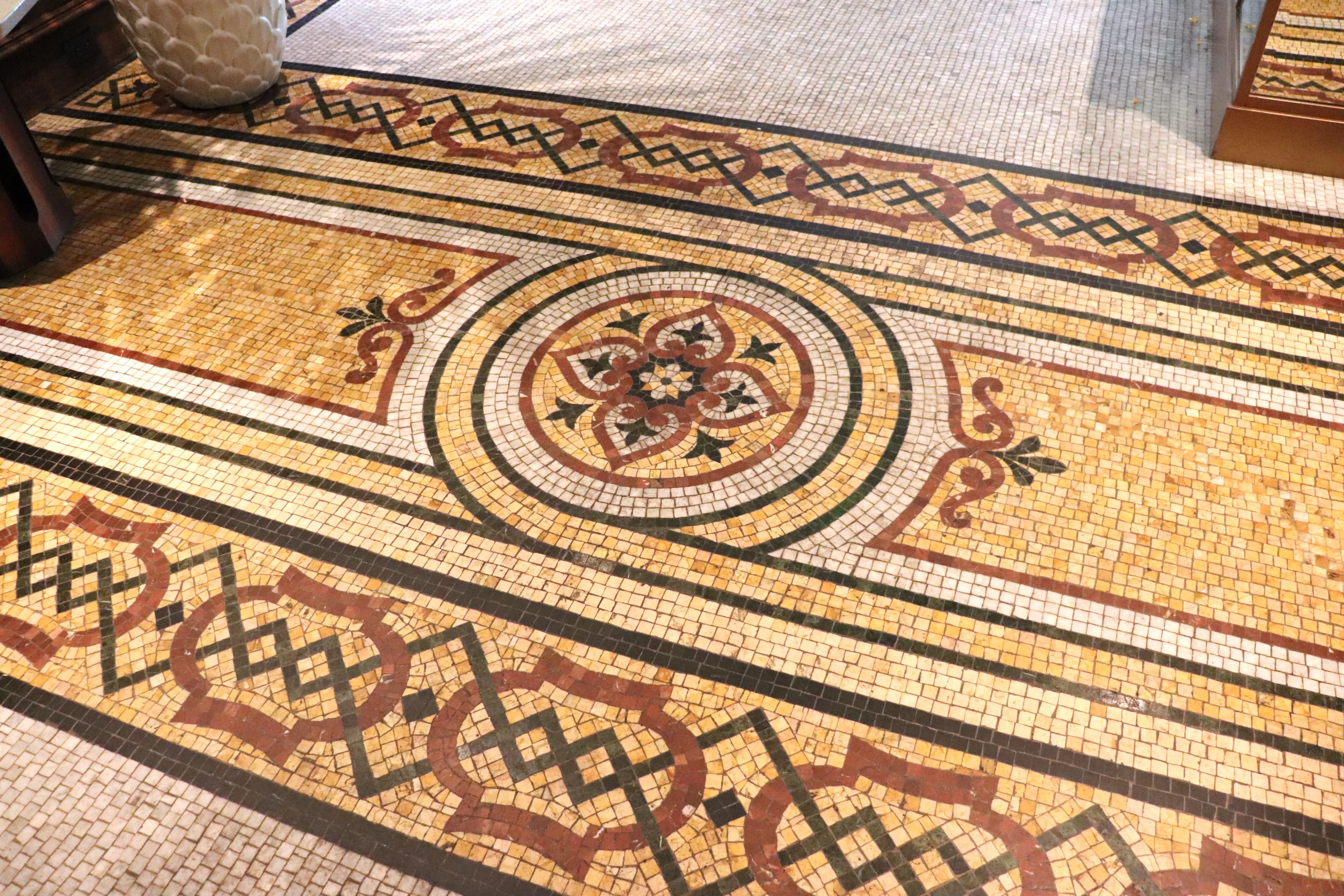 Marble tiles at the entrance to the Green Room.