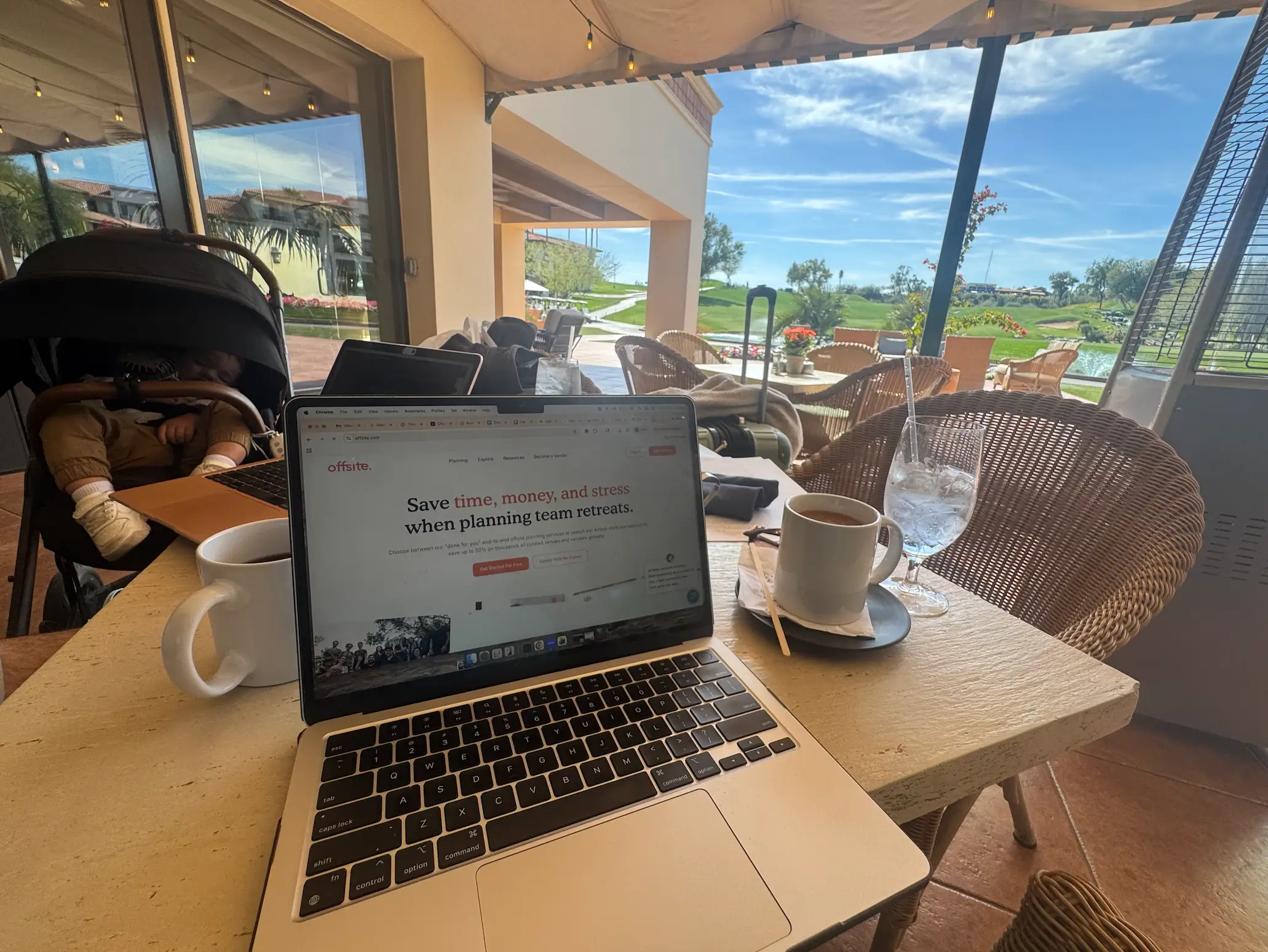 Woman working form café