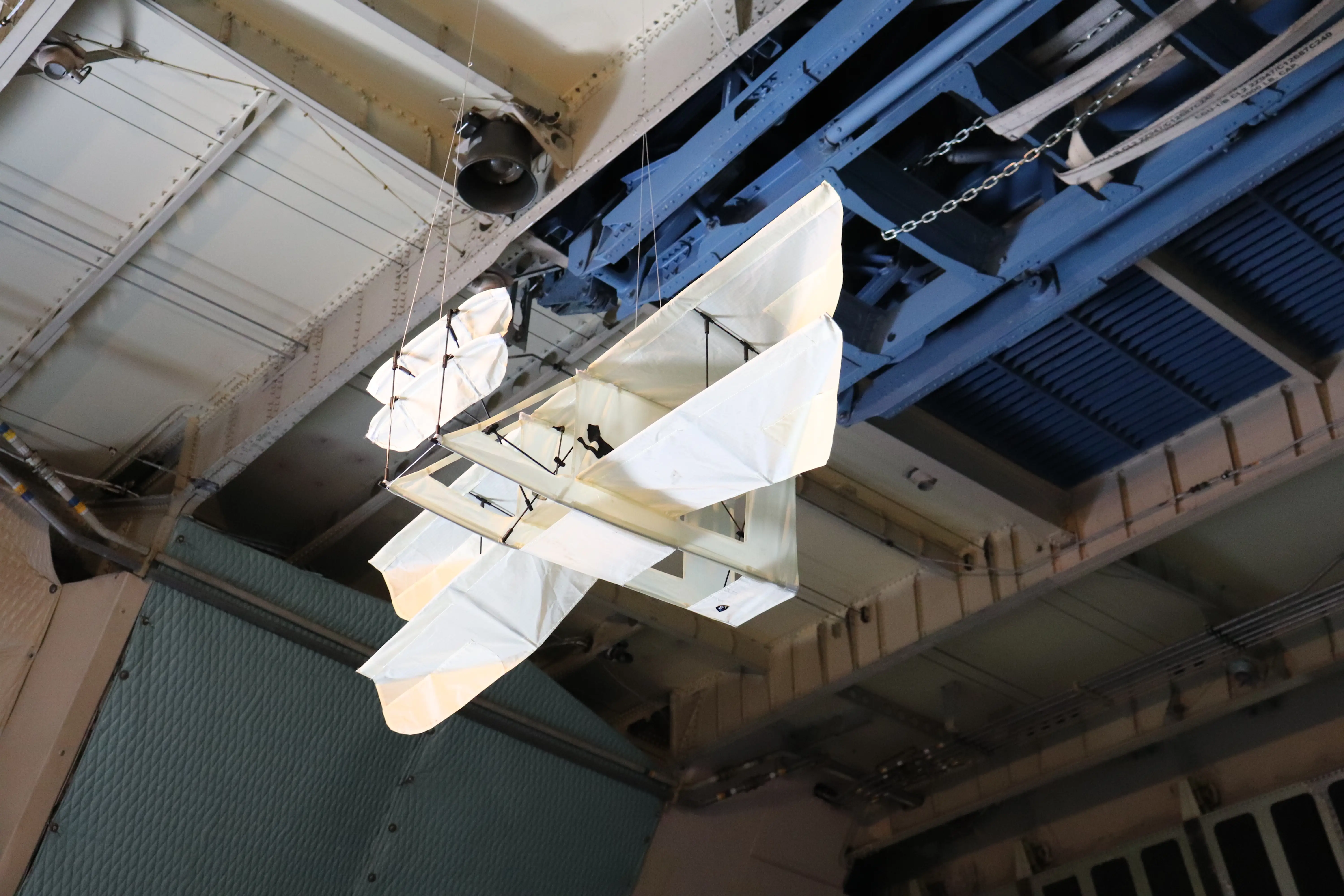 A model of the plane used in the Wright brothers' first flight.