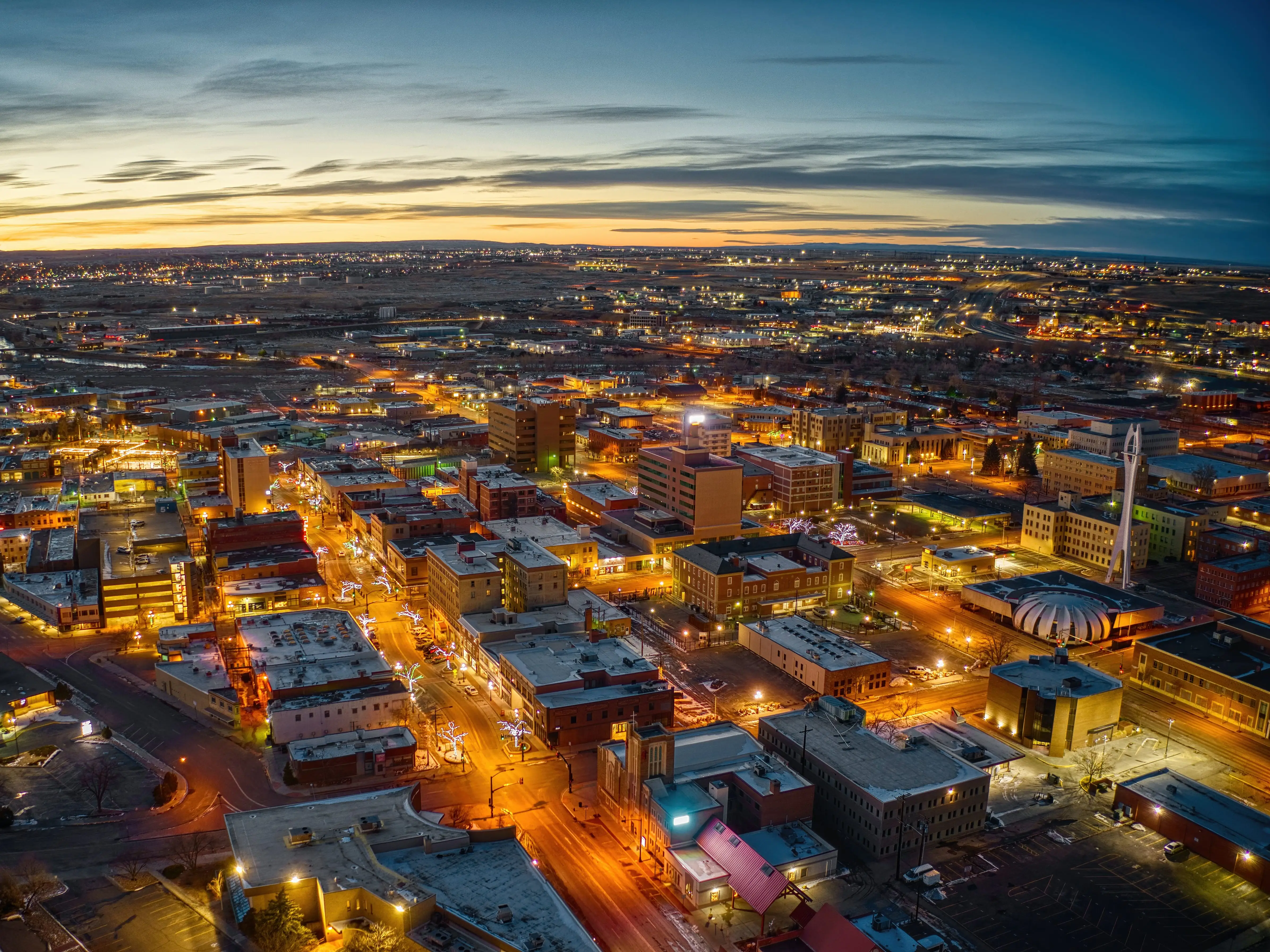 Aerial view of Casper, Wyoming.