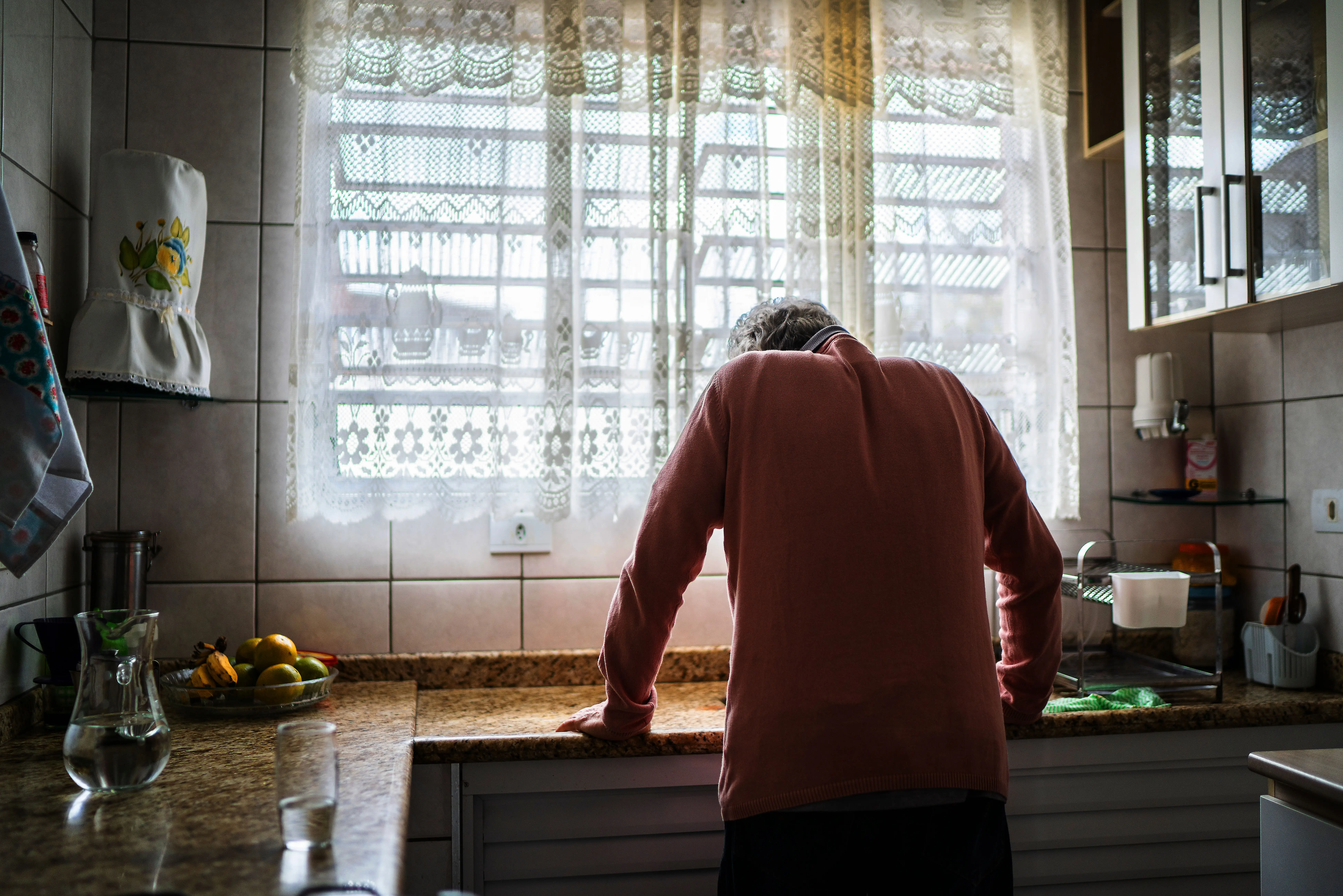 Senior man feeling pain at home