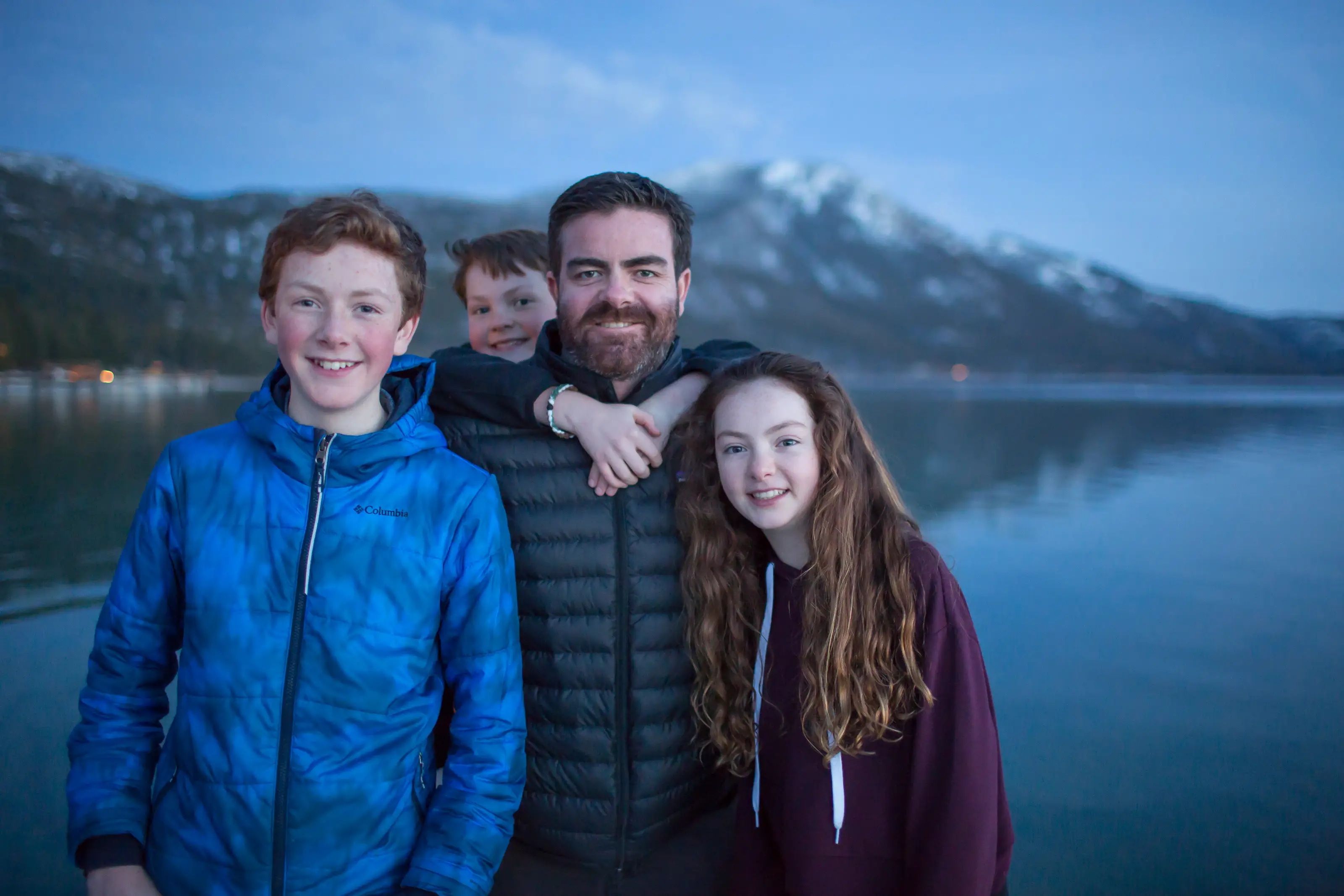 Dad with three kids