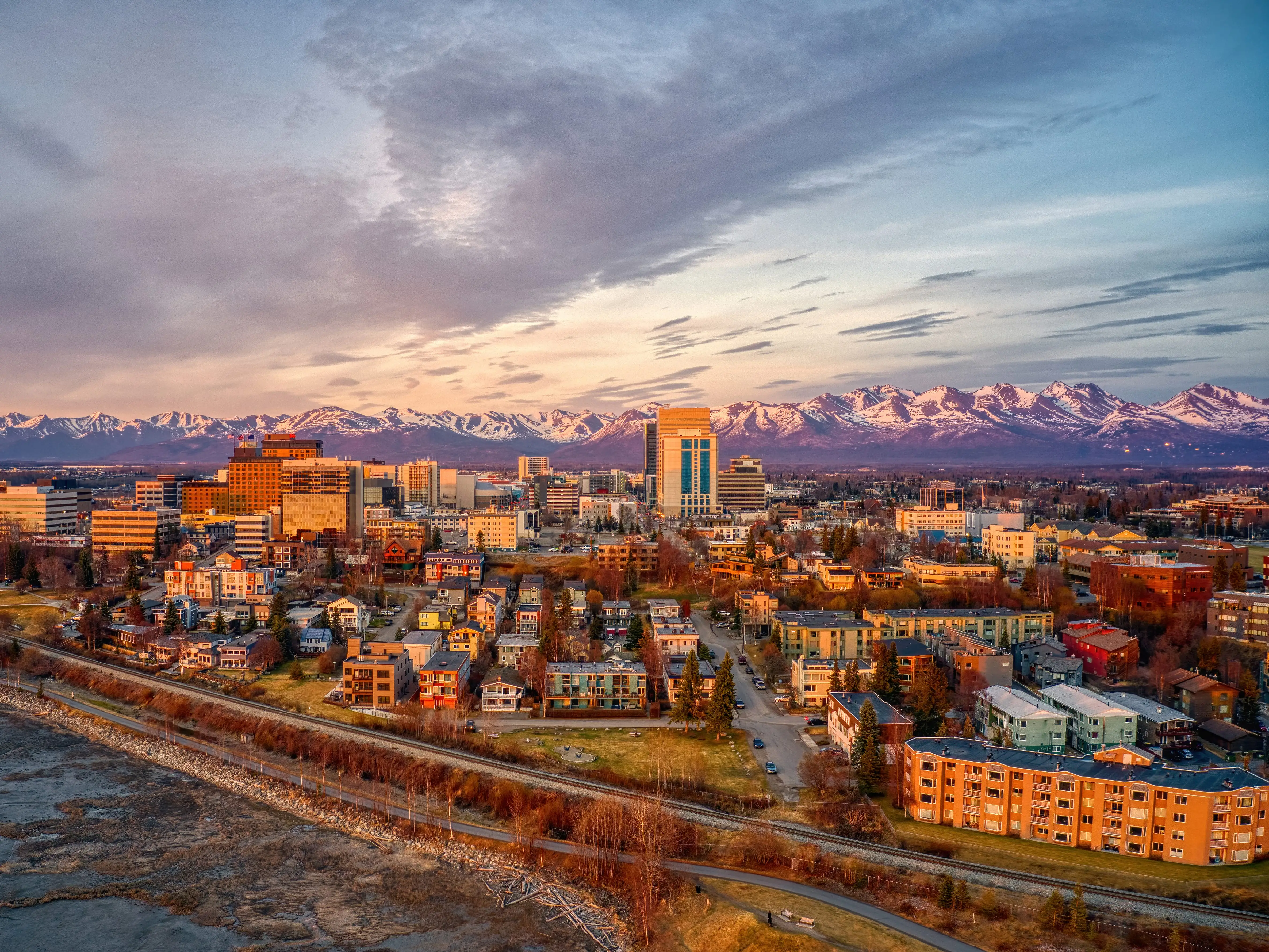 Skyline of Anchorage, Alaska.