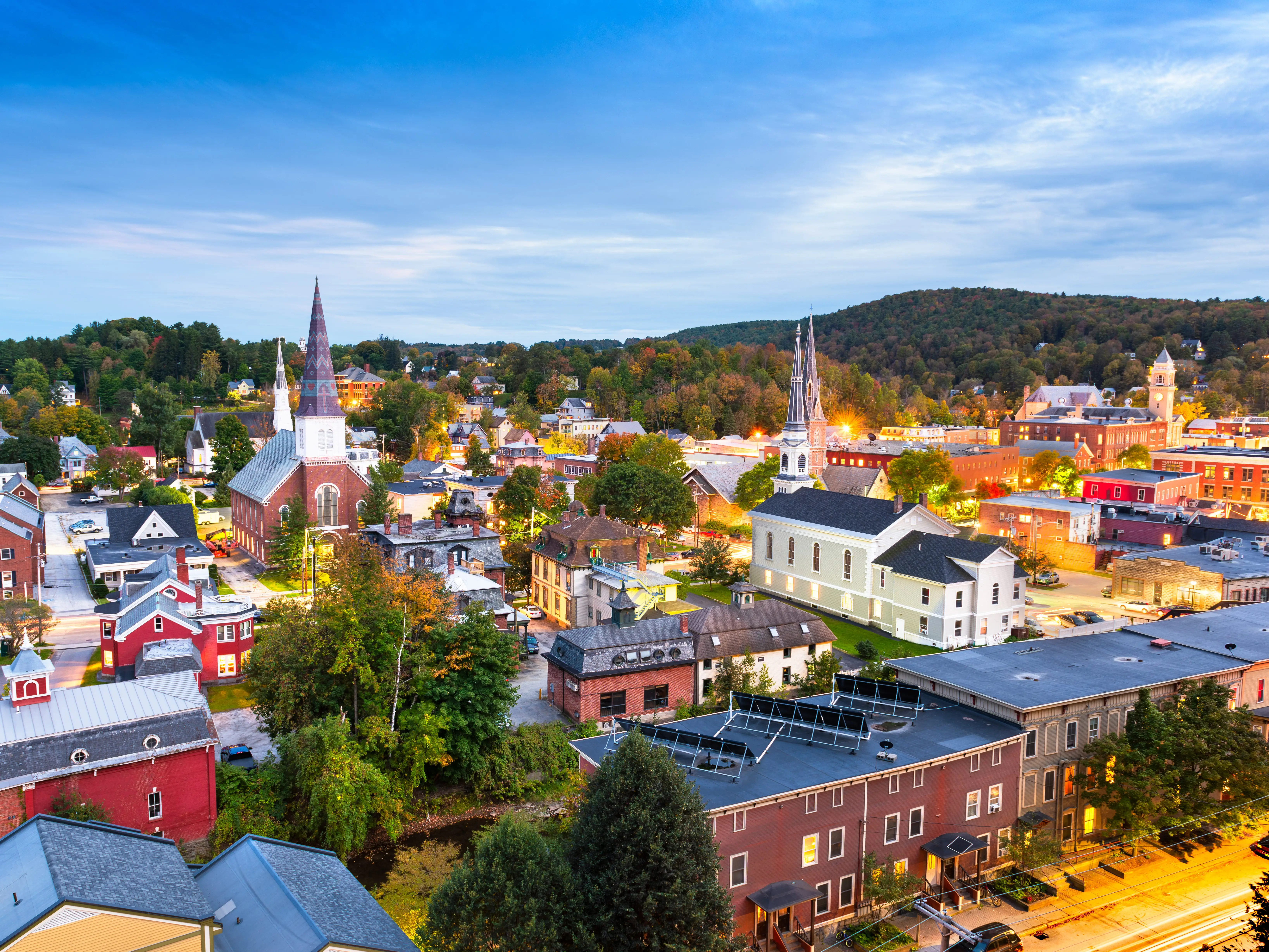 Aerial view of Montpelier, Vermont,