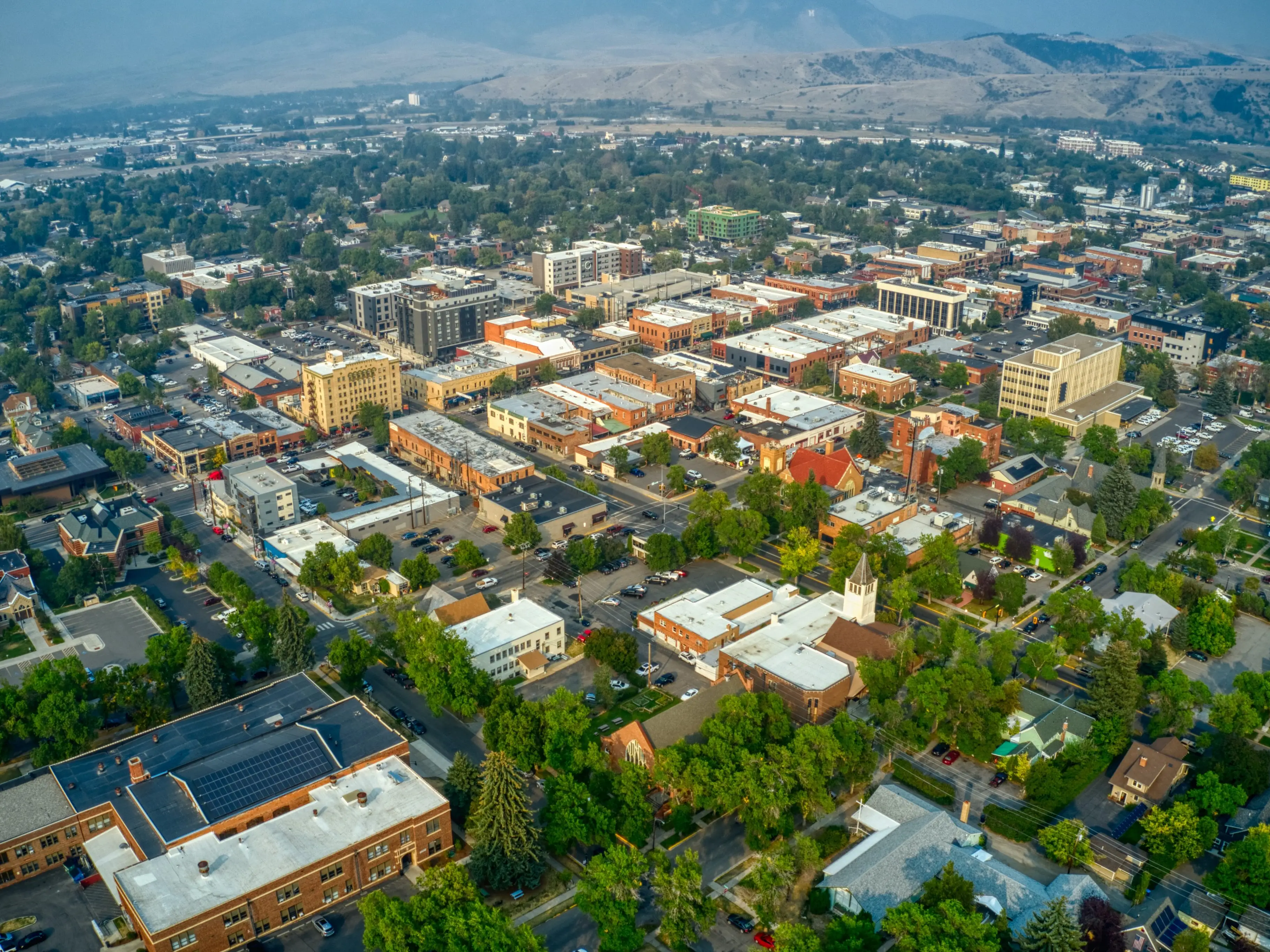 Aerial view of Bozeman, Montana.
