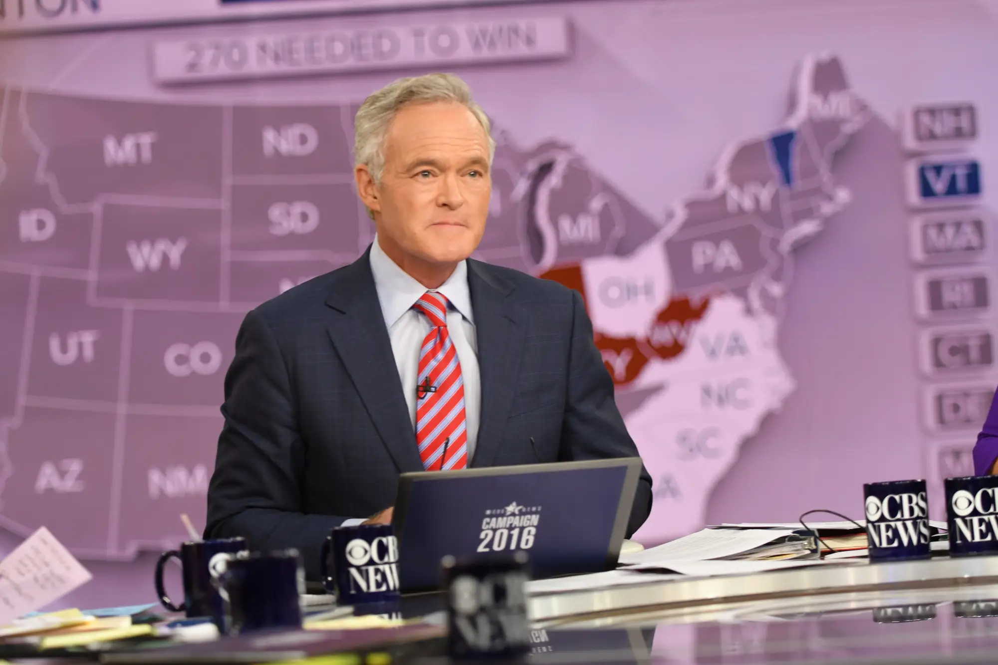 CBS EVENING NEWS Anchor Scott Pelley anchors CBS News' Campaign: 2016 Election Night coverage on Nov. 8 at the CBS Broadcast Center in New York City.