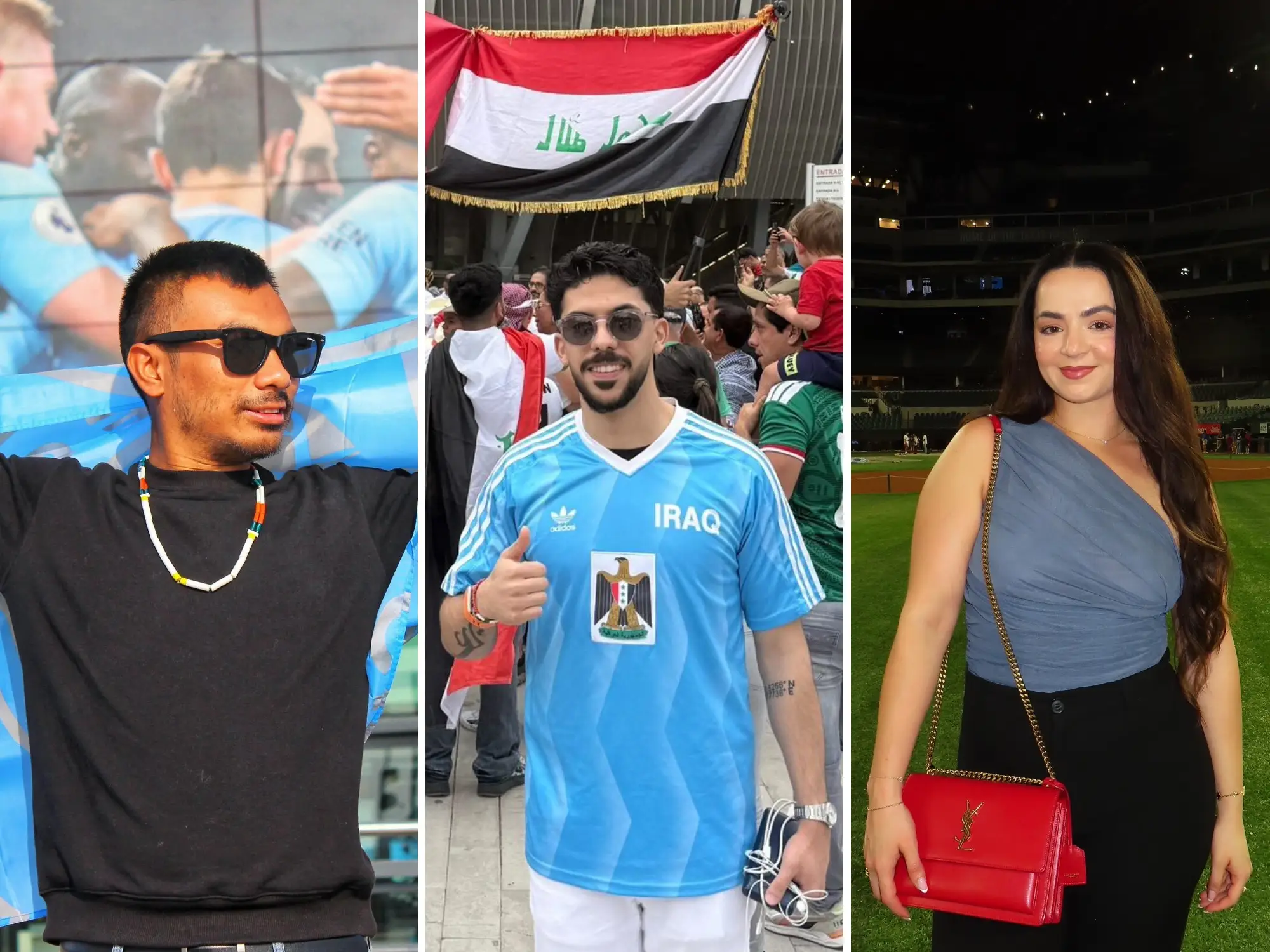 Photos of Worchihan Zingkhai, Mo Faraj, and Vanessa Jimenez, all taken at soccer matches.