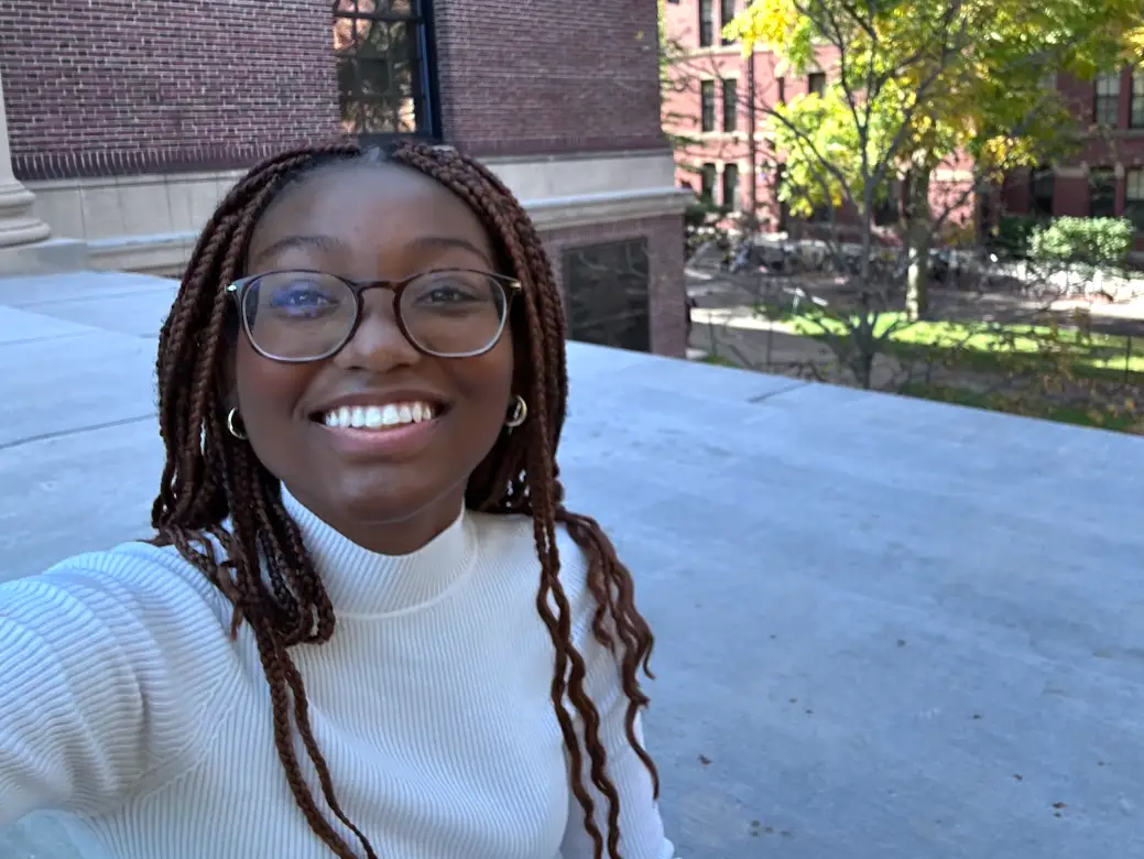selfie of Jasmine Wynn on havard university's campus
