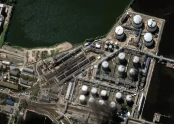 Satellite images show a blazing Russian oil terminal from Ukraine’s strikes during the annual Russian Davos