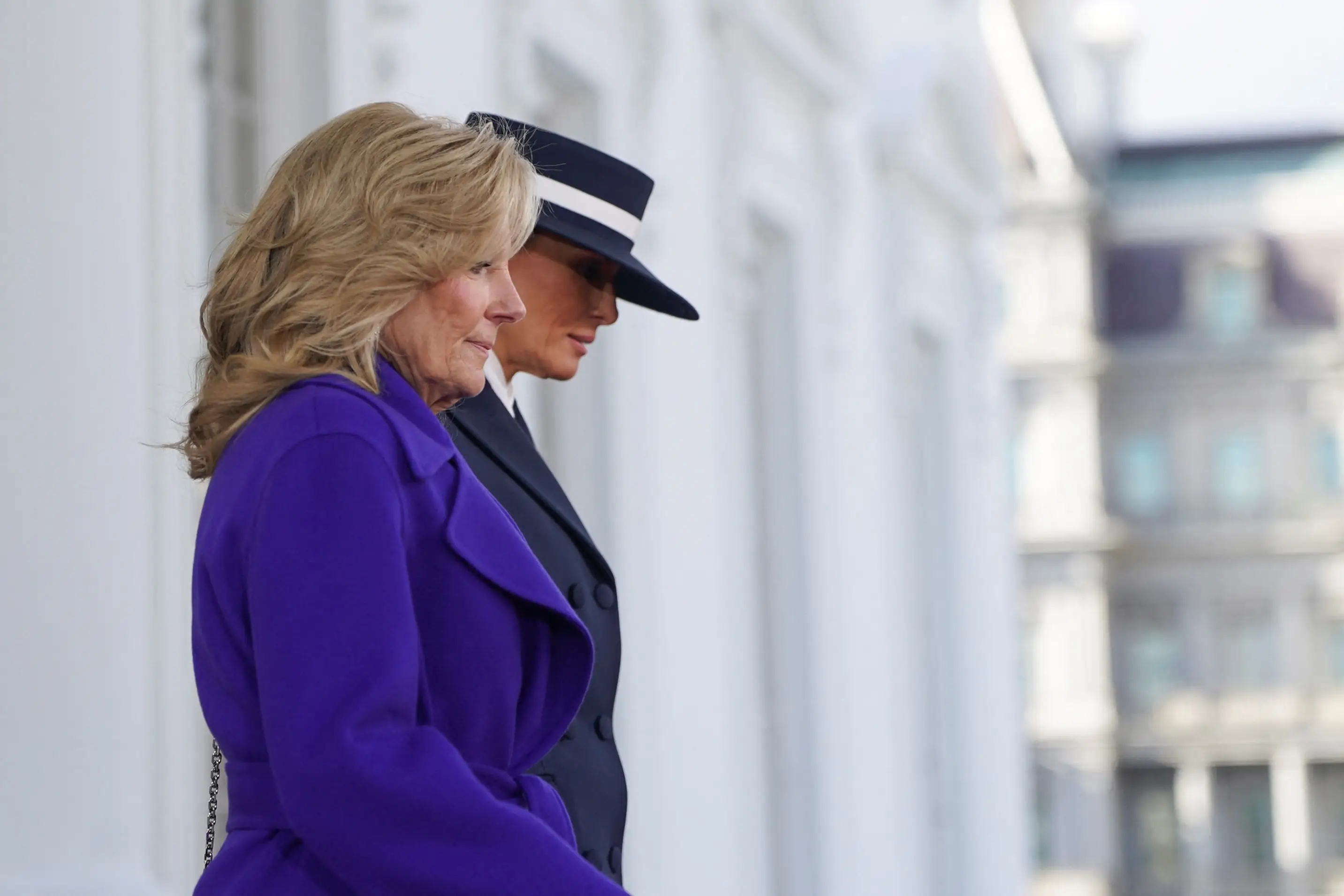 Jill Biden and Melania Trump on Inauguration Day in 2025.