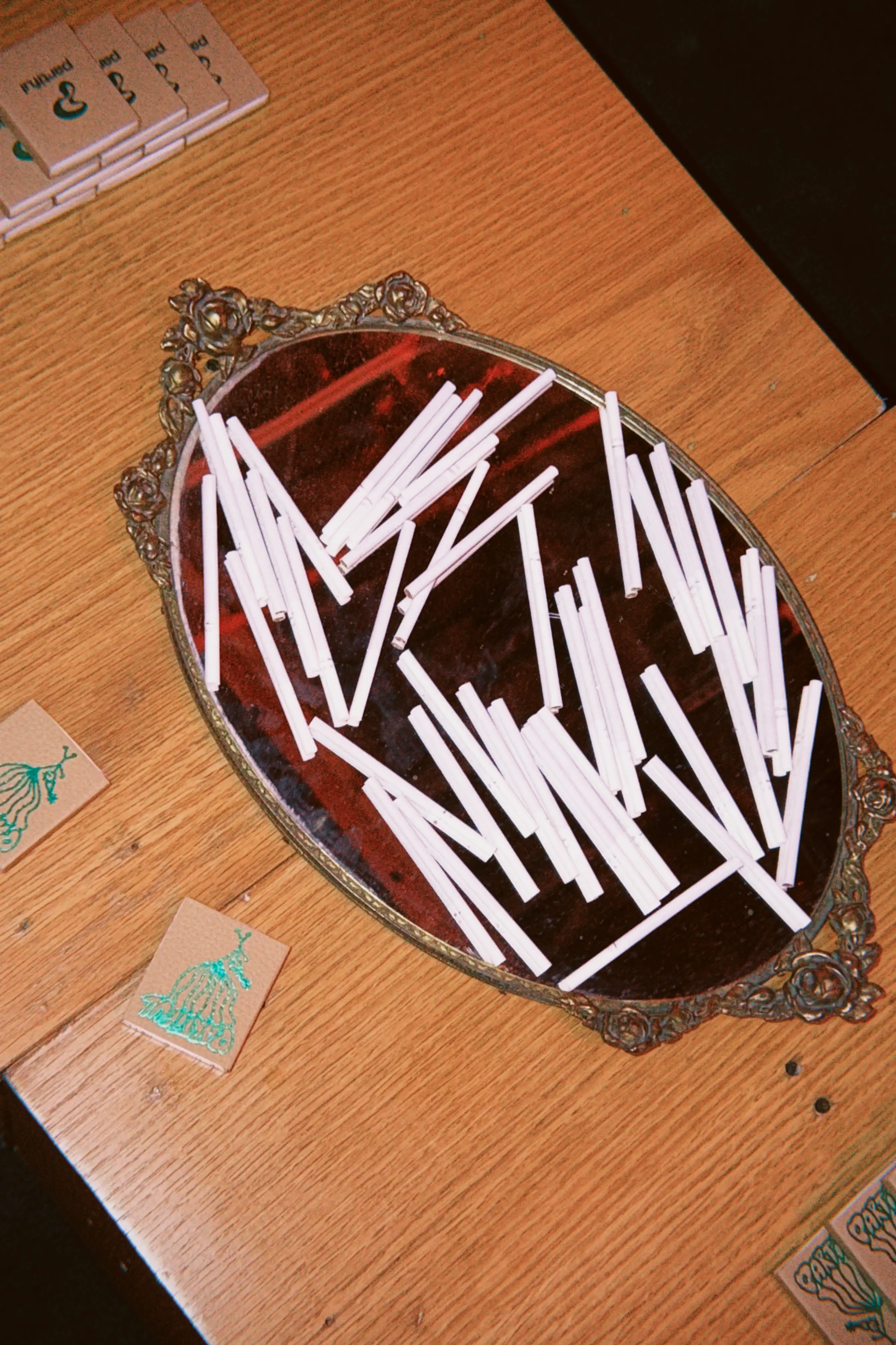 Cigarettes on a table platter at the party
