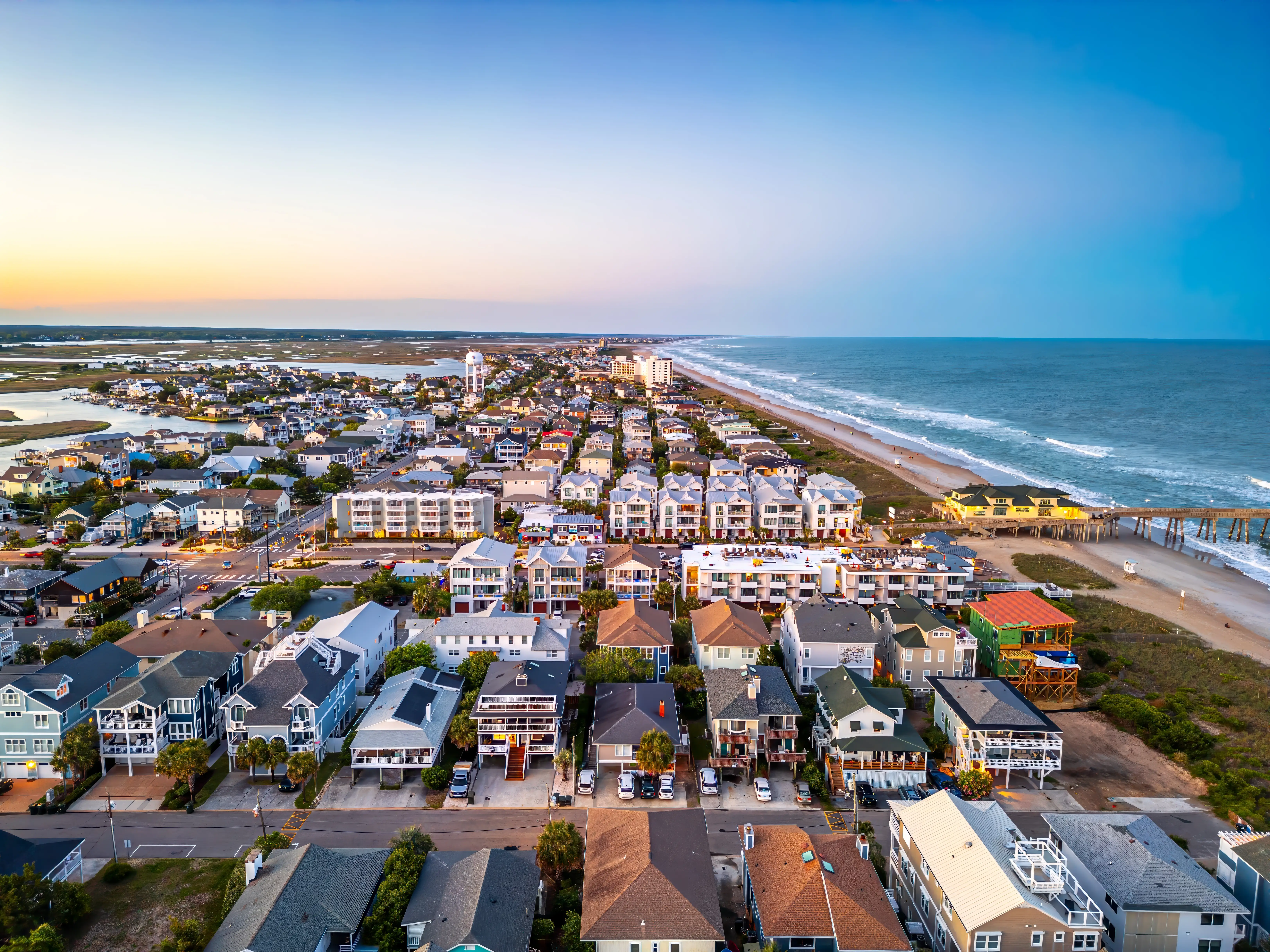 Wrightsville Beach, North Carolina, USA at dusk.