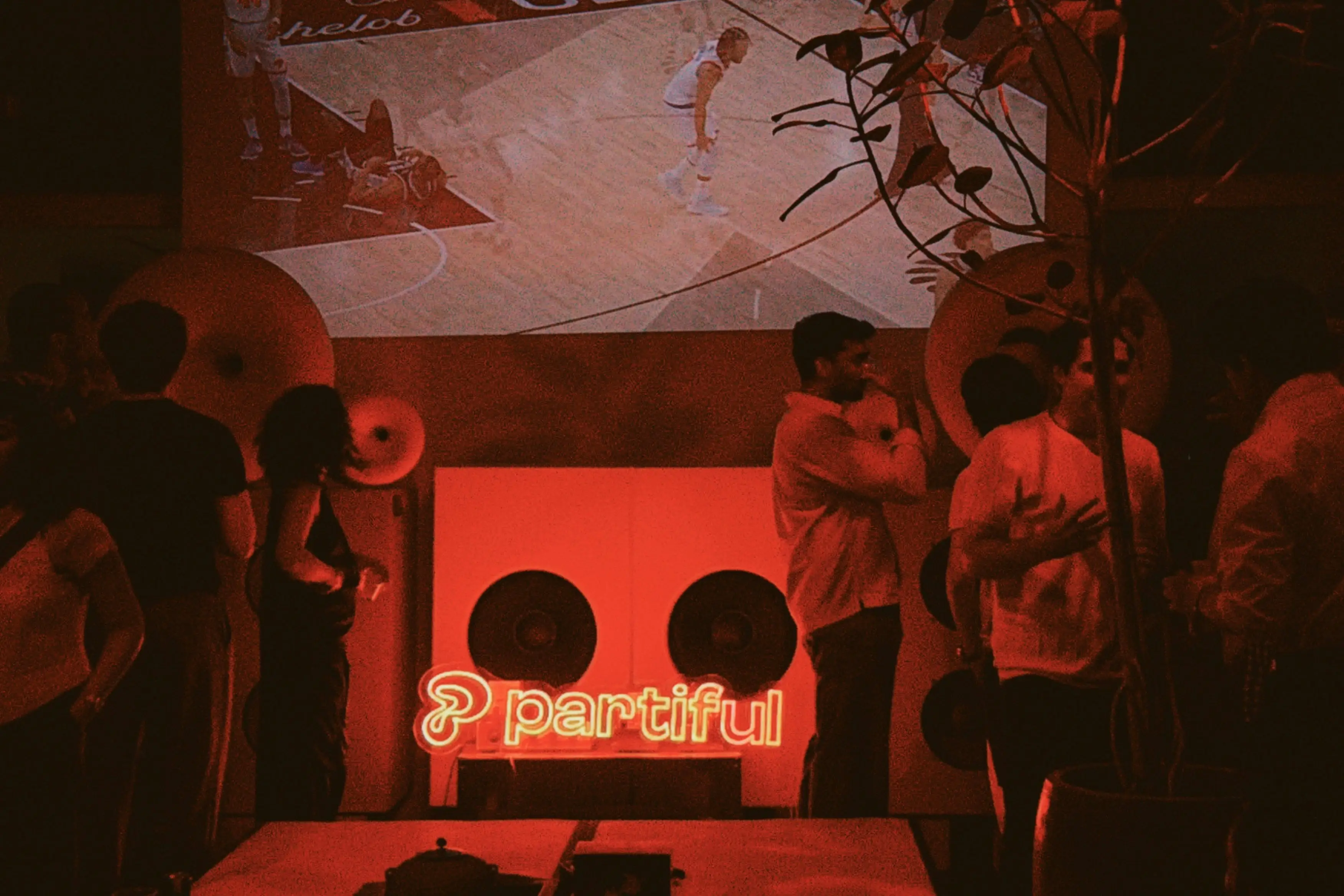Partiful screened a watch party for the Knicks vs. Spurs game