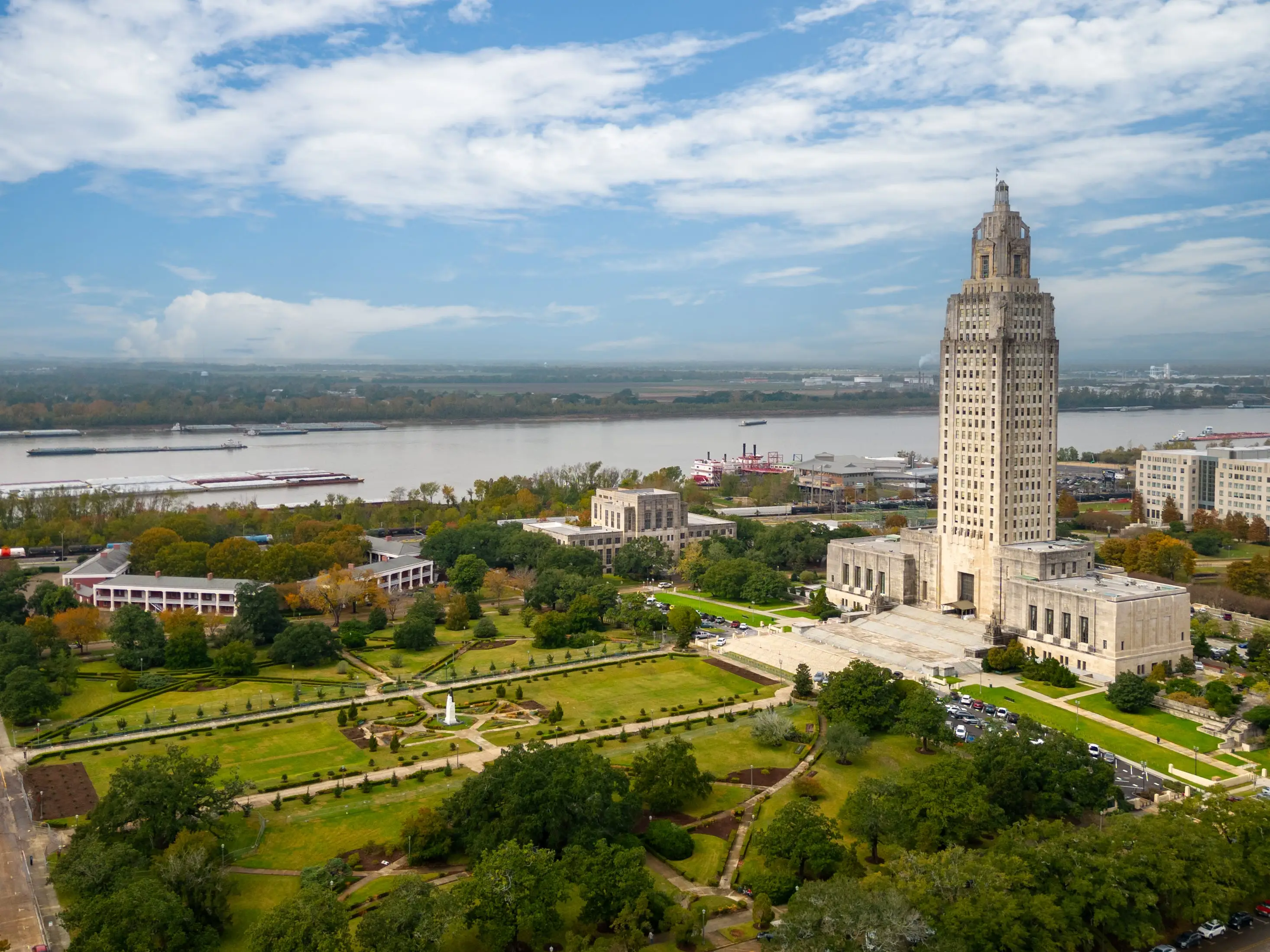 Baton Rouge, LA - December 1, 2023: The Louisiana State Capitol Building in Downtown Baton Rouge