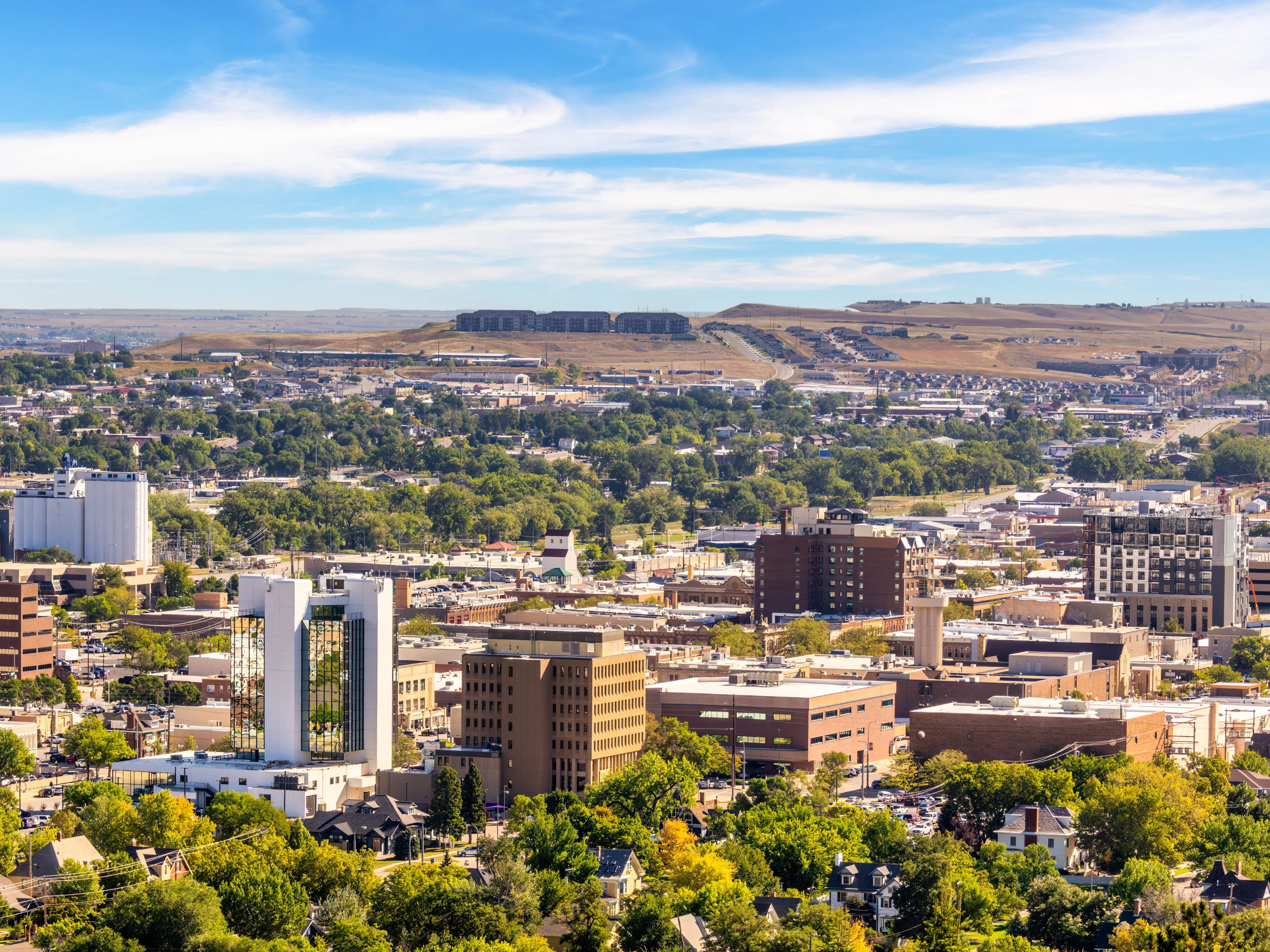 Aerial view of Rapid City, South Dakota. Rapid City is the county seat of Pennington County in South Dakota and the second most populous city in the state.
