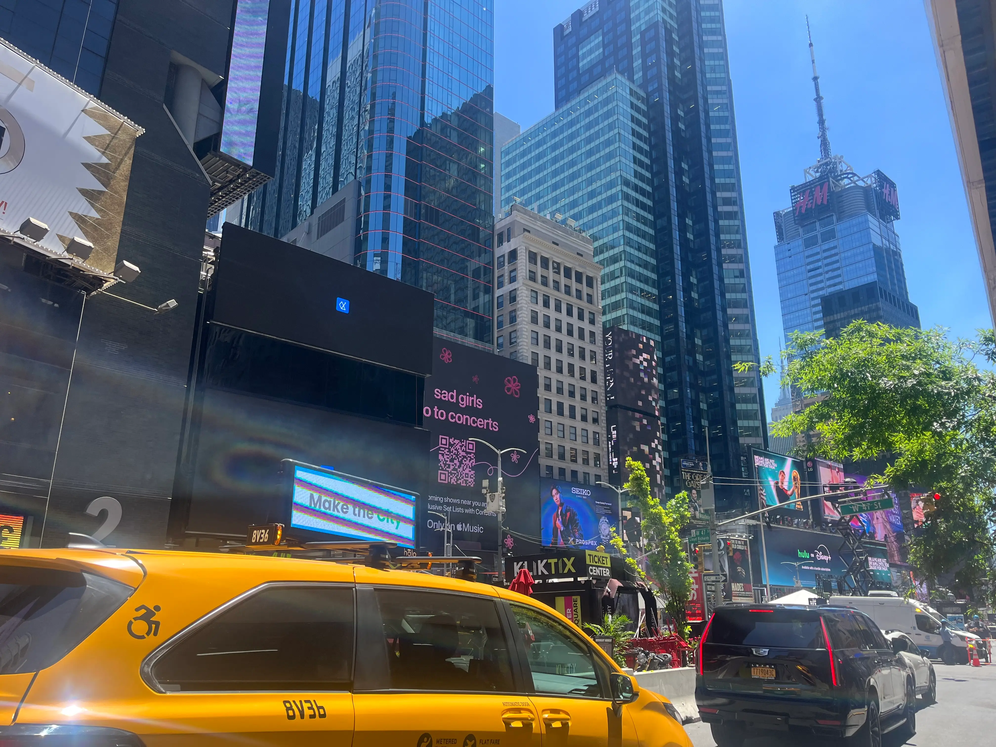 Times Square on a hot afternoon.