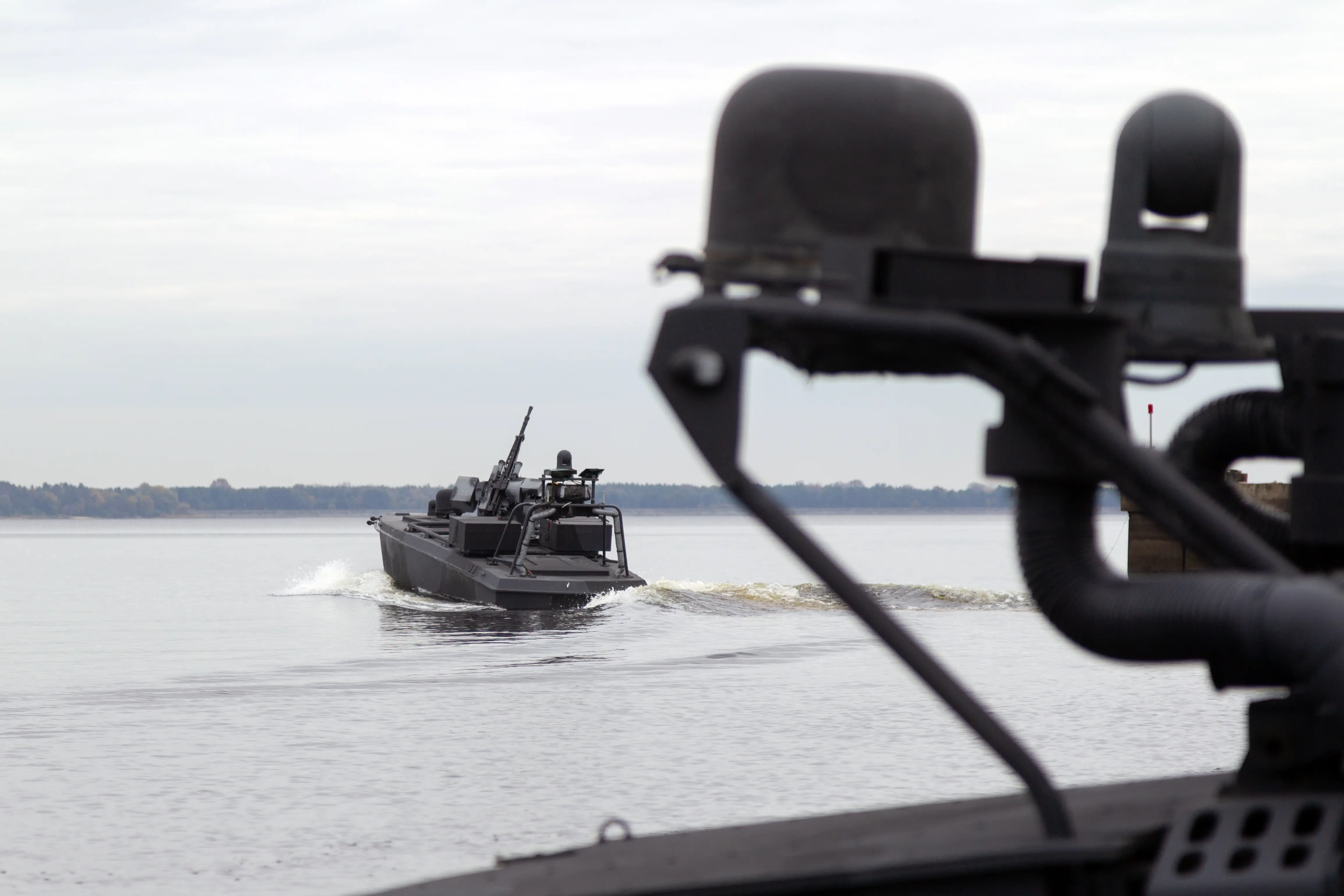 The Security Service of Ukraine presents the next-generation multipurpose Sea Baby uncrewed surface vehicle to the media in Ukraine on October 17, 2025.