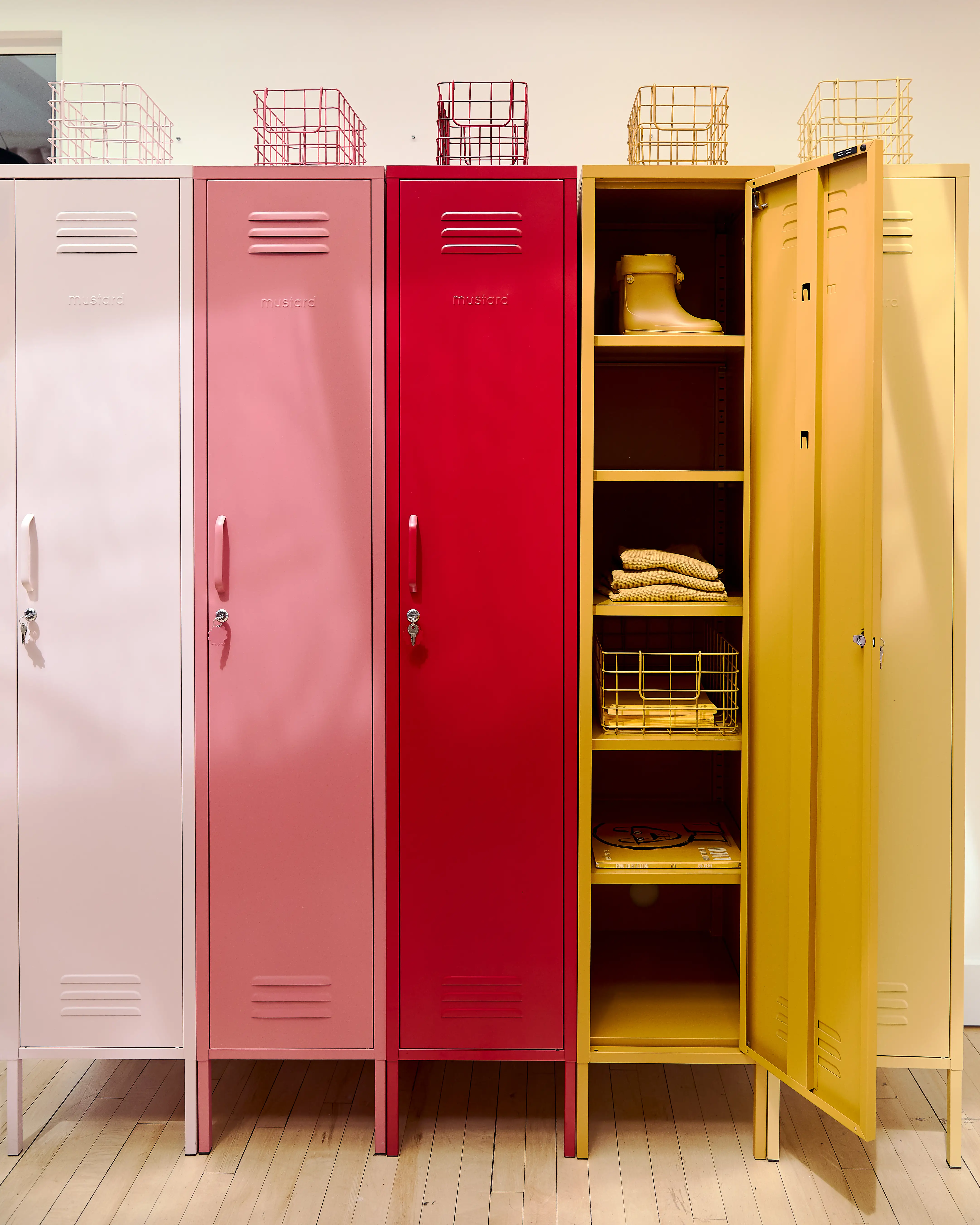 A set of Mustard Made lockers.