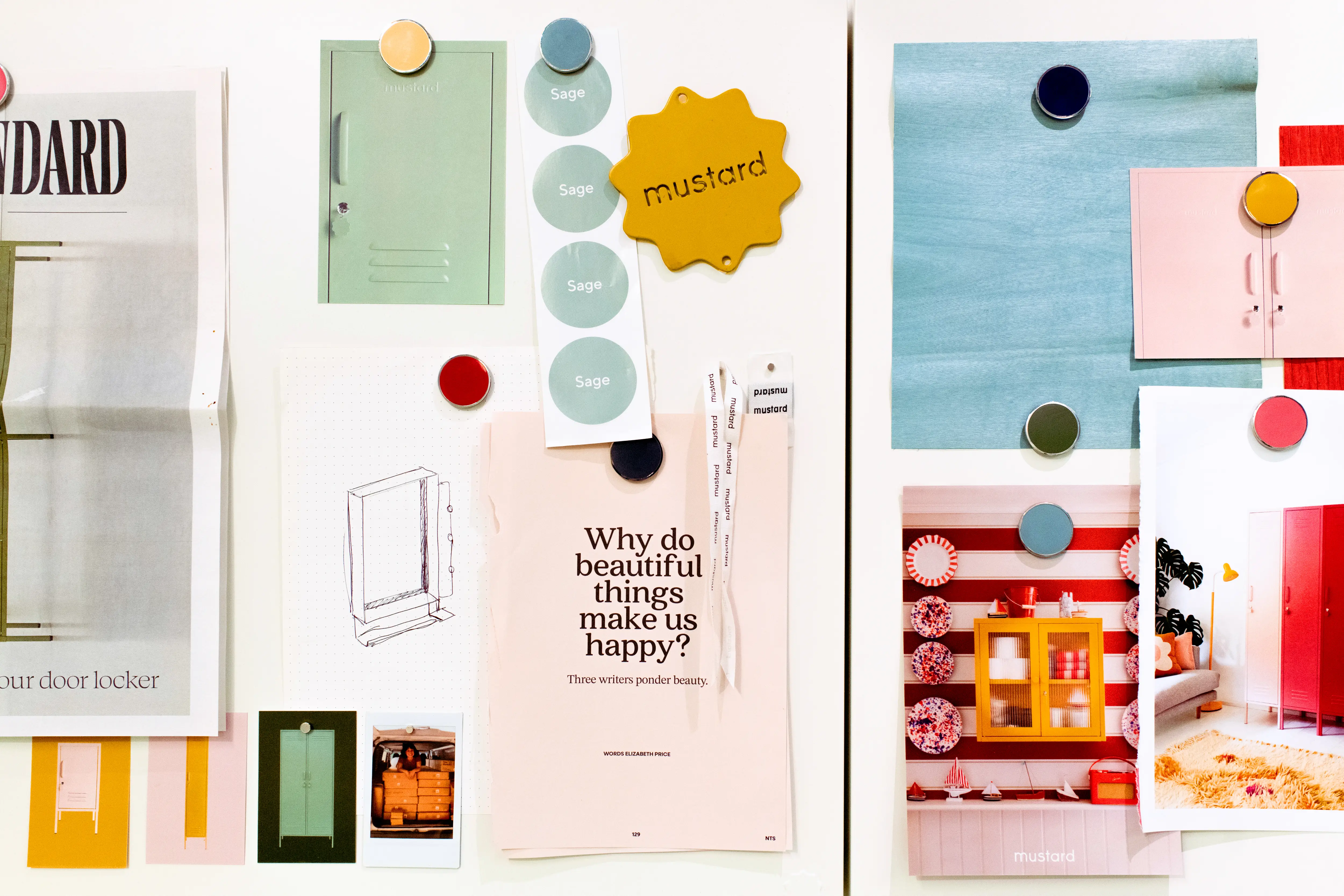 A mood board in Mustard Made's Newcastle office.