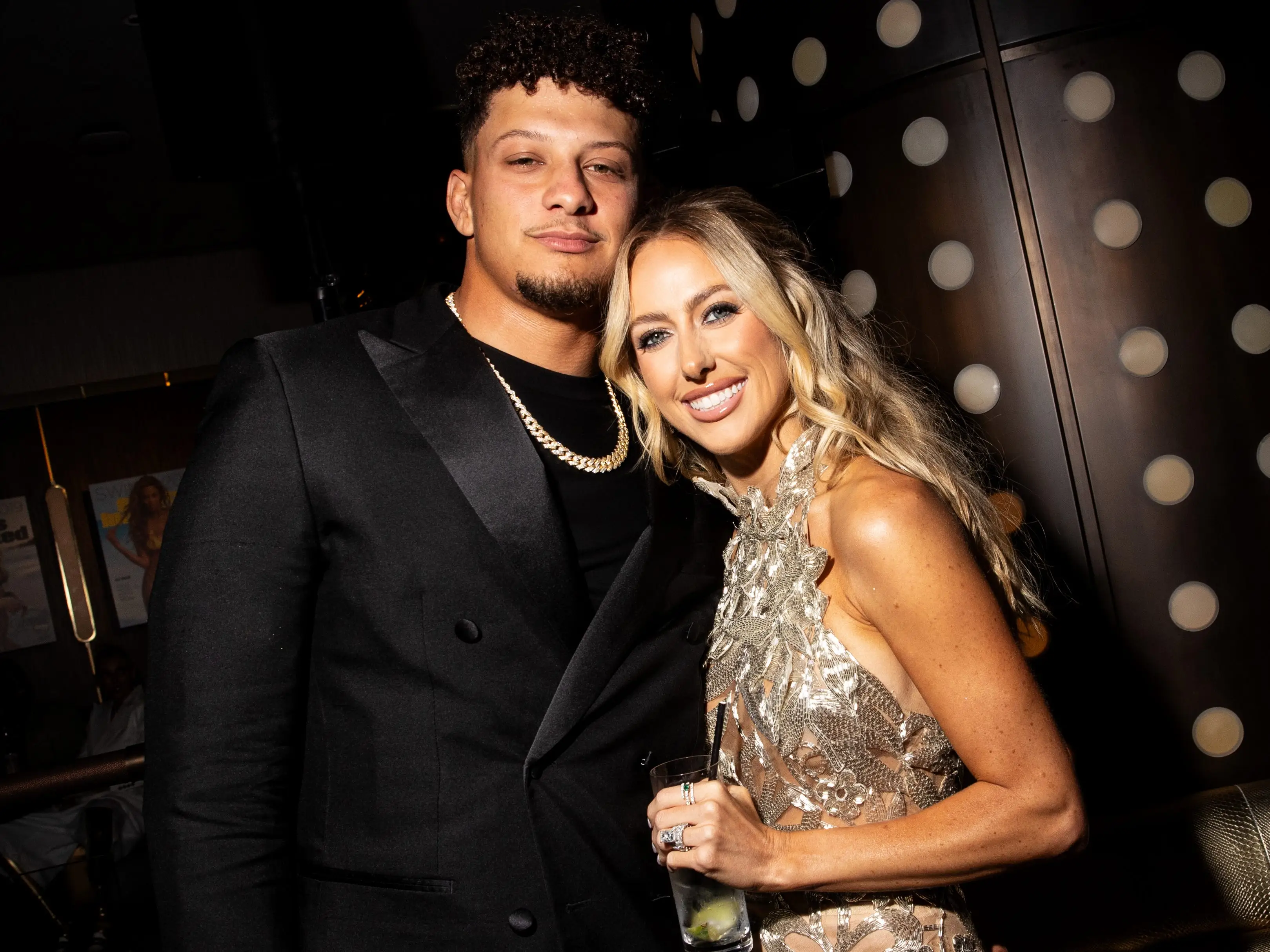 Patrick Mahomes and Brittany Mahomes at the Sports Illustrated Swim Issue Launch Party held at the Hard Rock Hotel on May 16, 2024 in New York, New York
