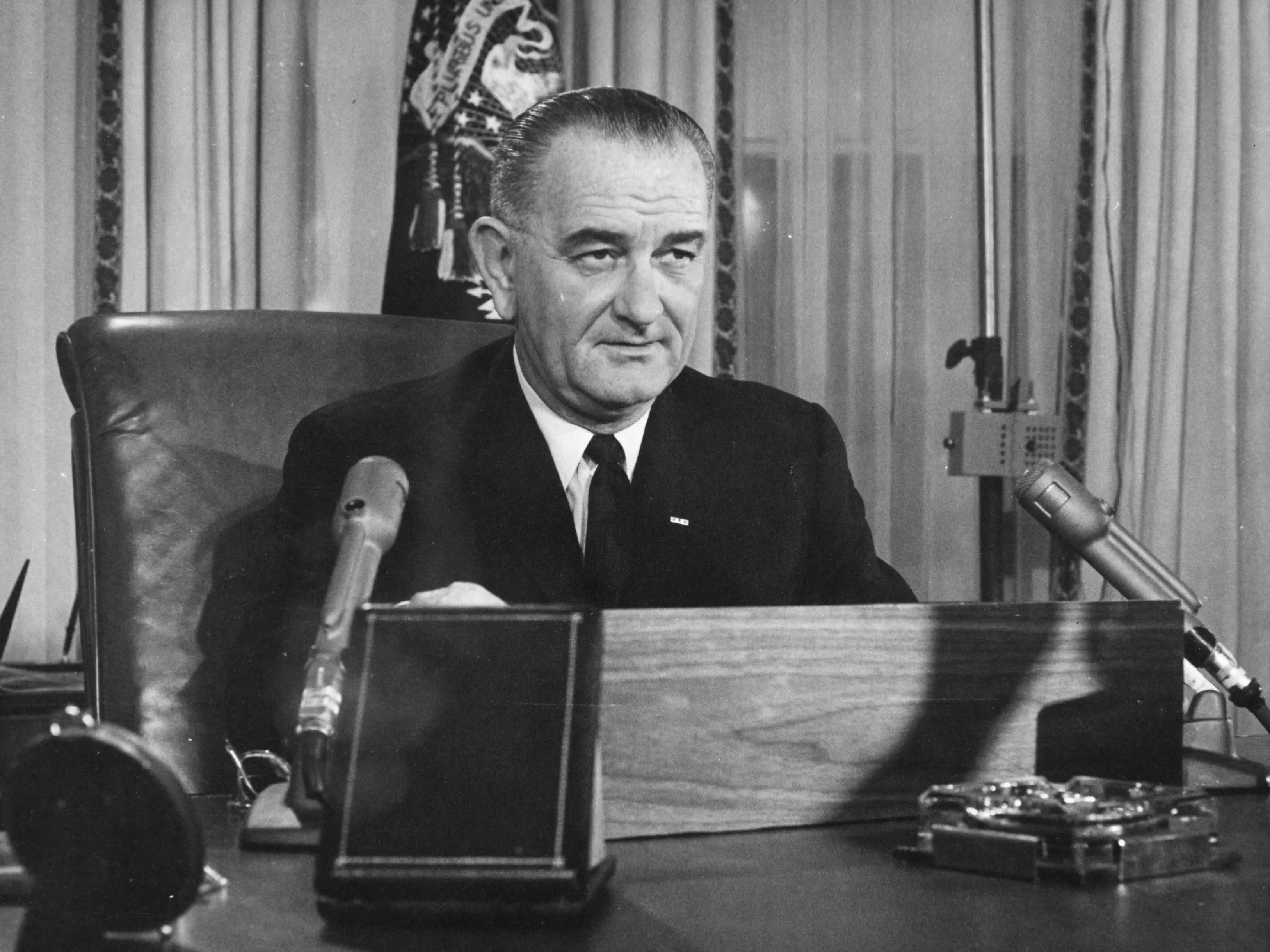 Lyndon B. Jonson addresses the nation on TV