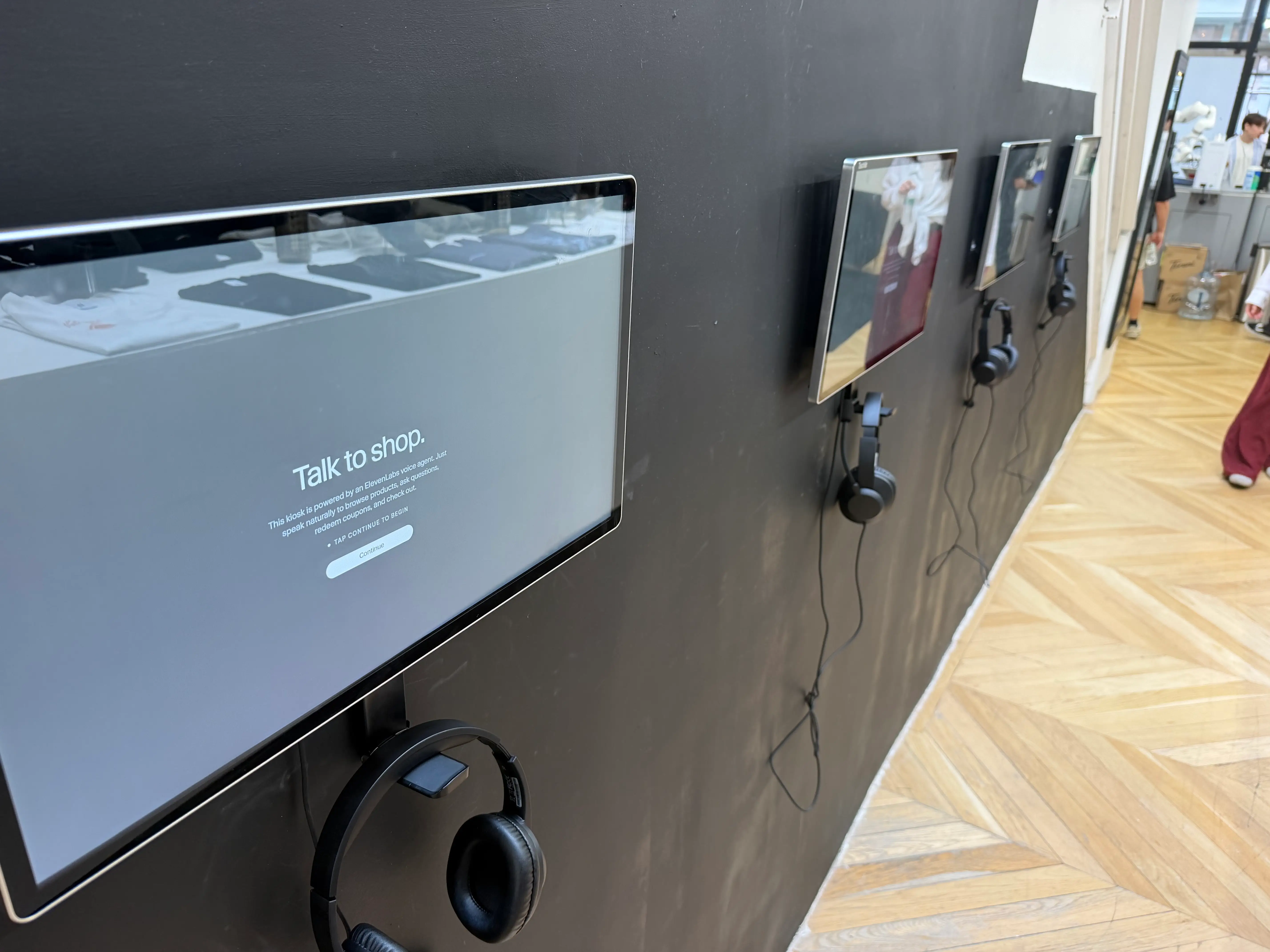 The ElevenLabs bartering screens are pictured.
