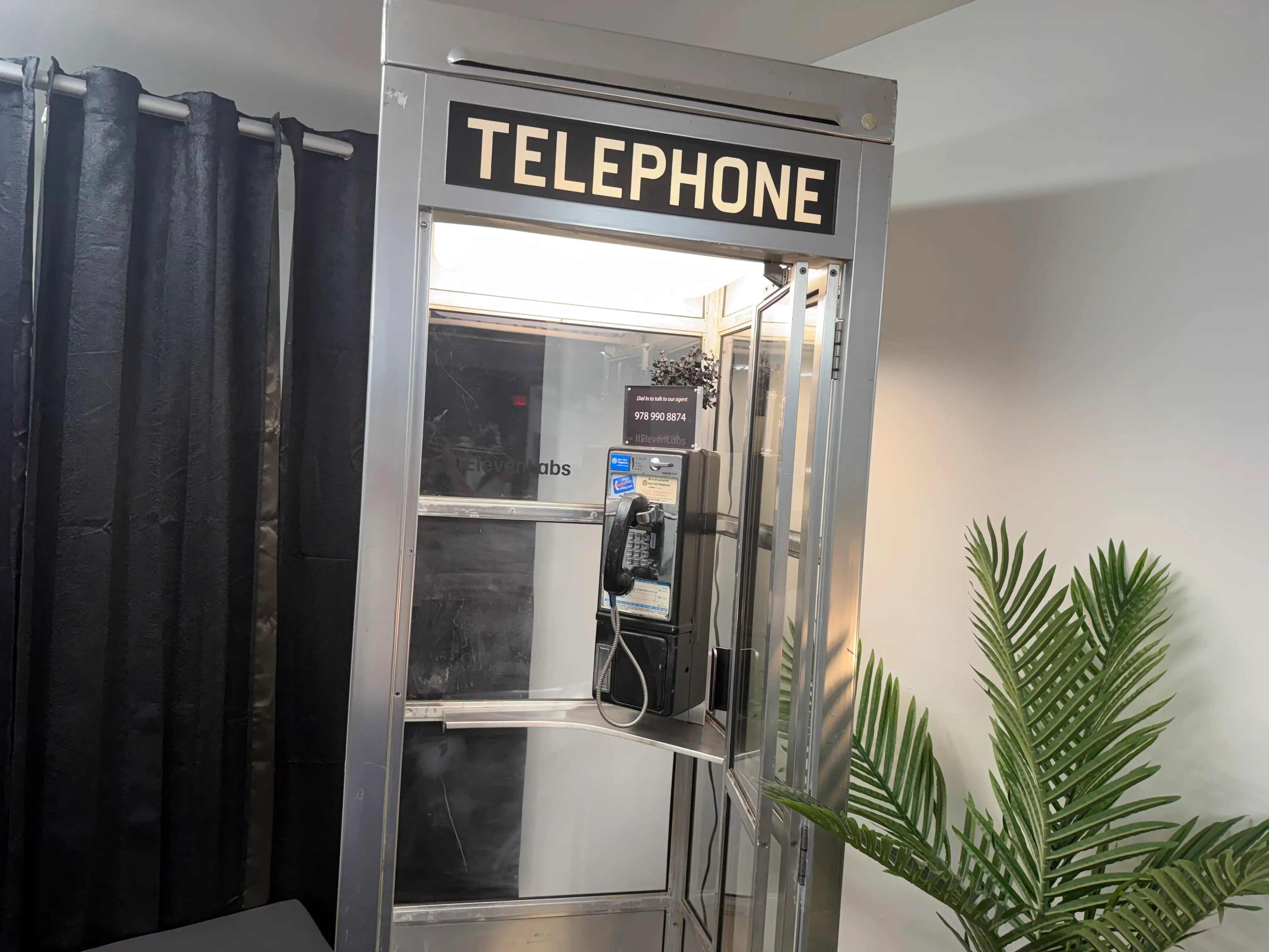 ElevenLabs' phone booth is pictured.
