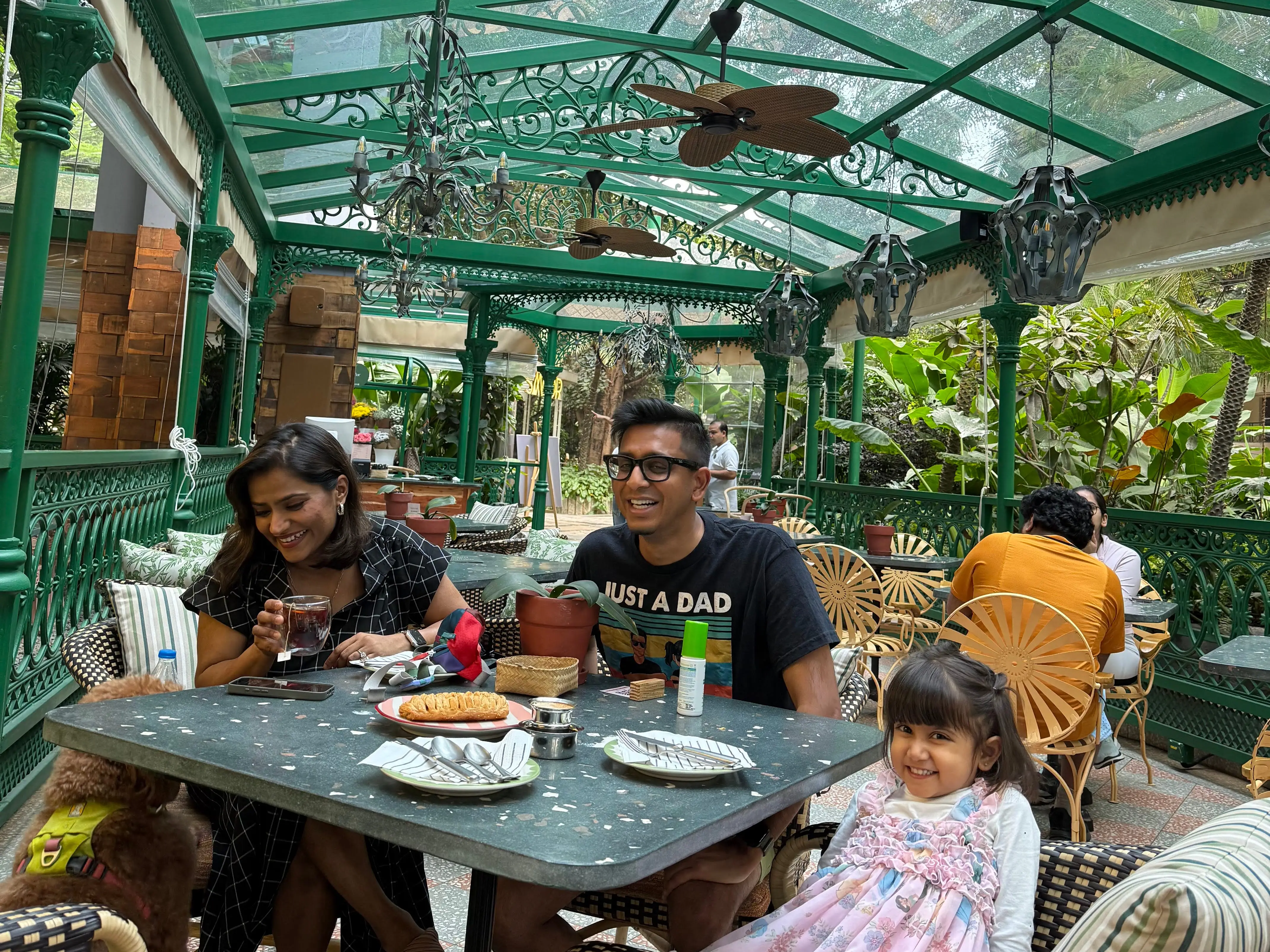 Family at a restaurant in Bengaluru.