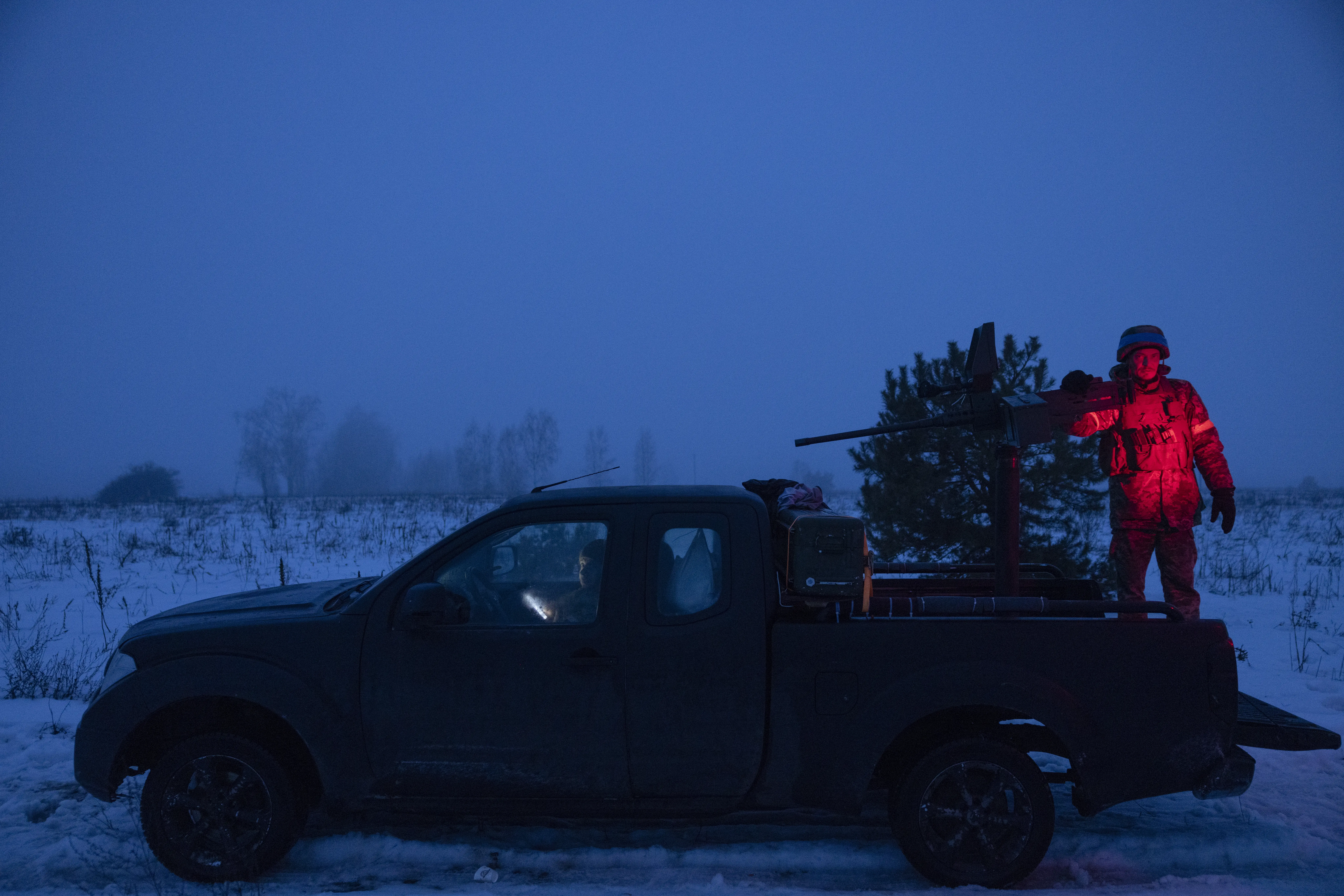 A Ukrainian mobile fire team in February.