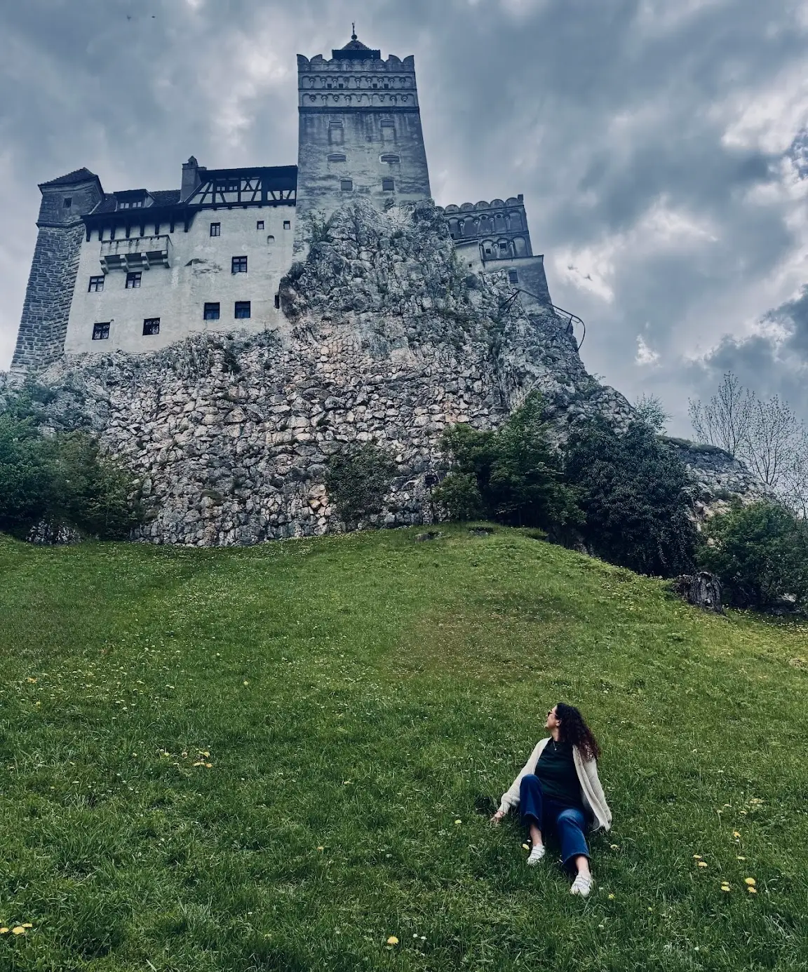 the author in front of a castle