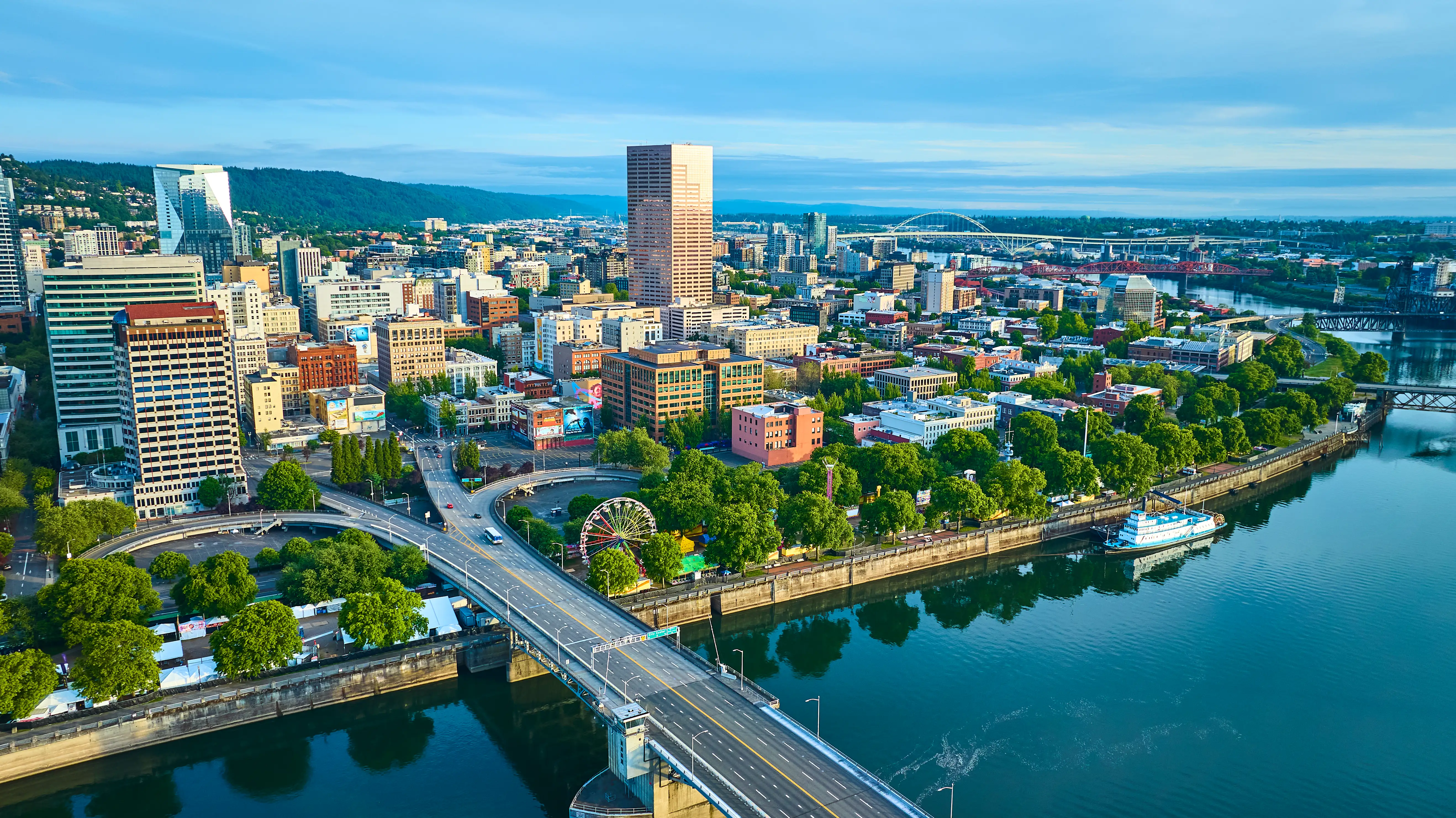 Aerial view of downtown Portland, Oregon.
