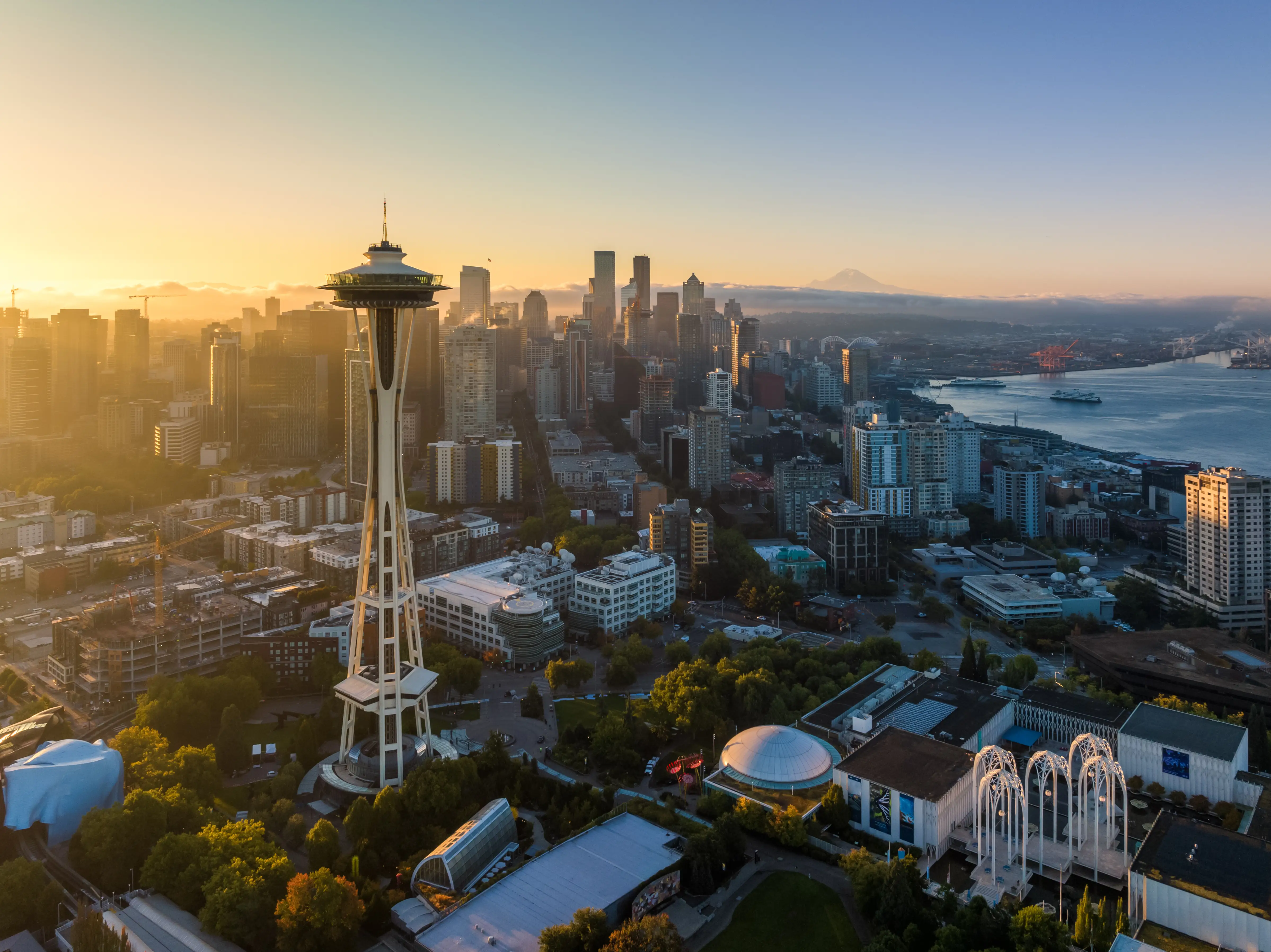 Aerial view of downtown Seattle.