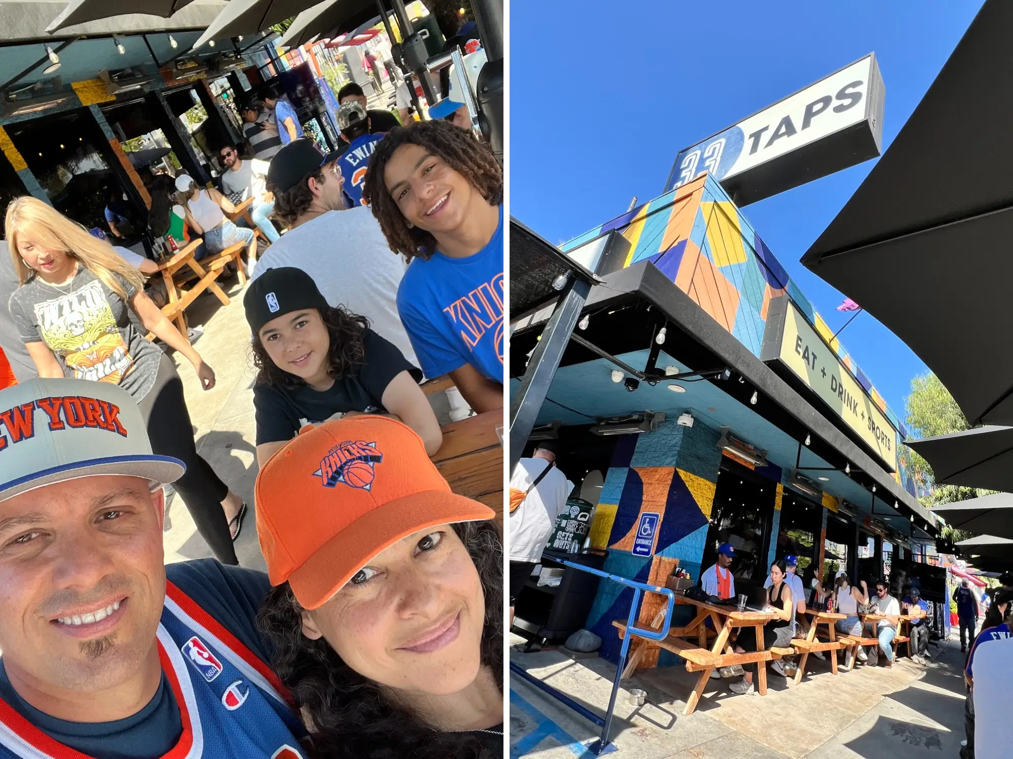 The author and her family at a Knicks watch party at 33 Taps in Los Angeles.